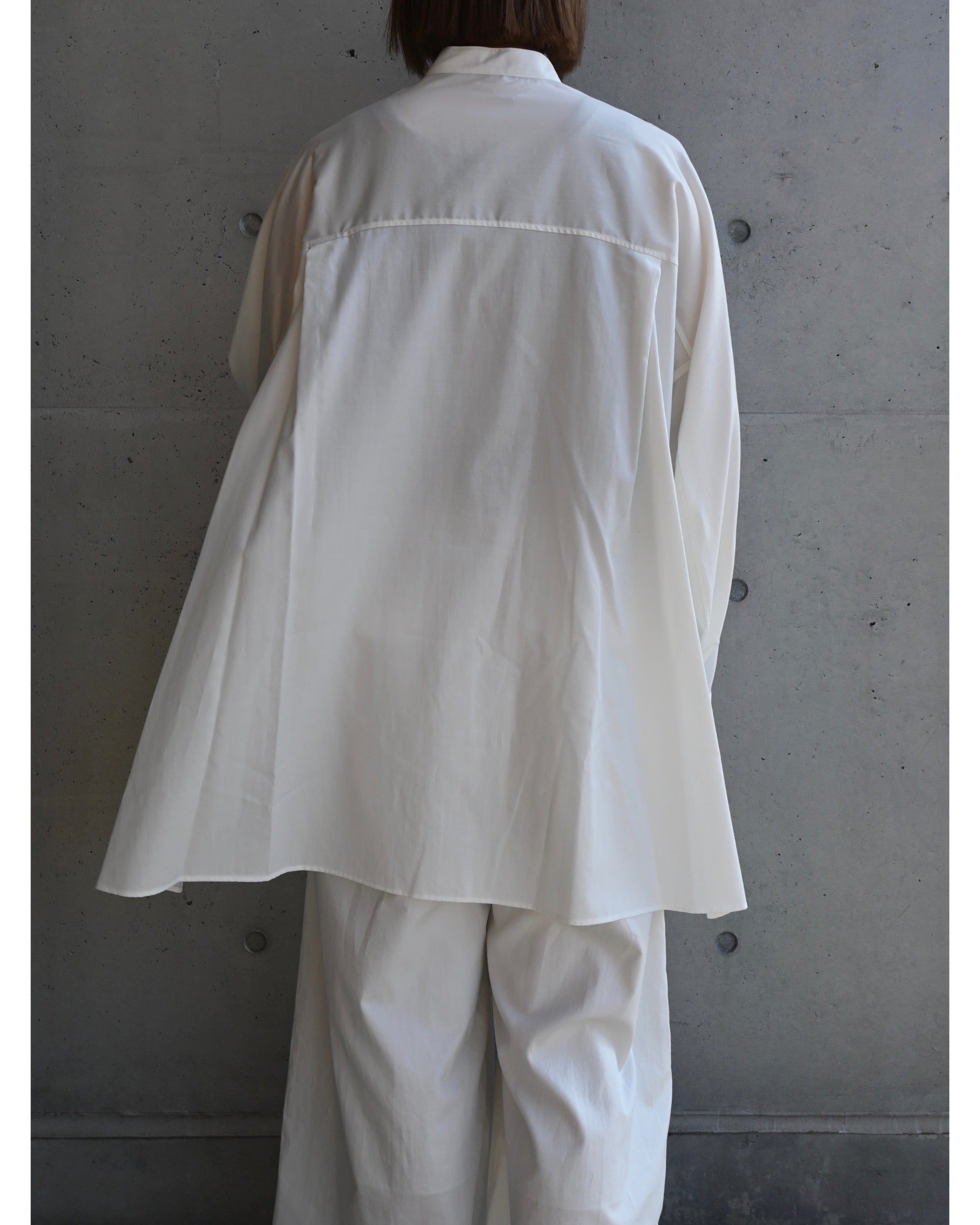Silicon poplin Deep Slit Band Collar Shirt – TIME AFTER TIME