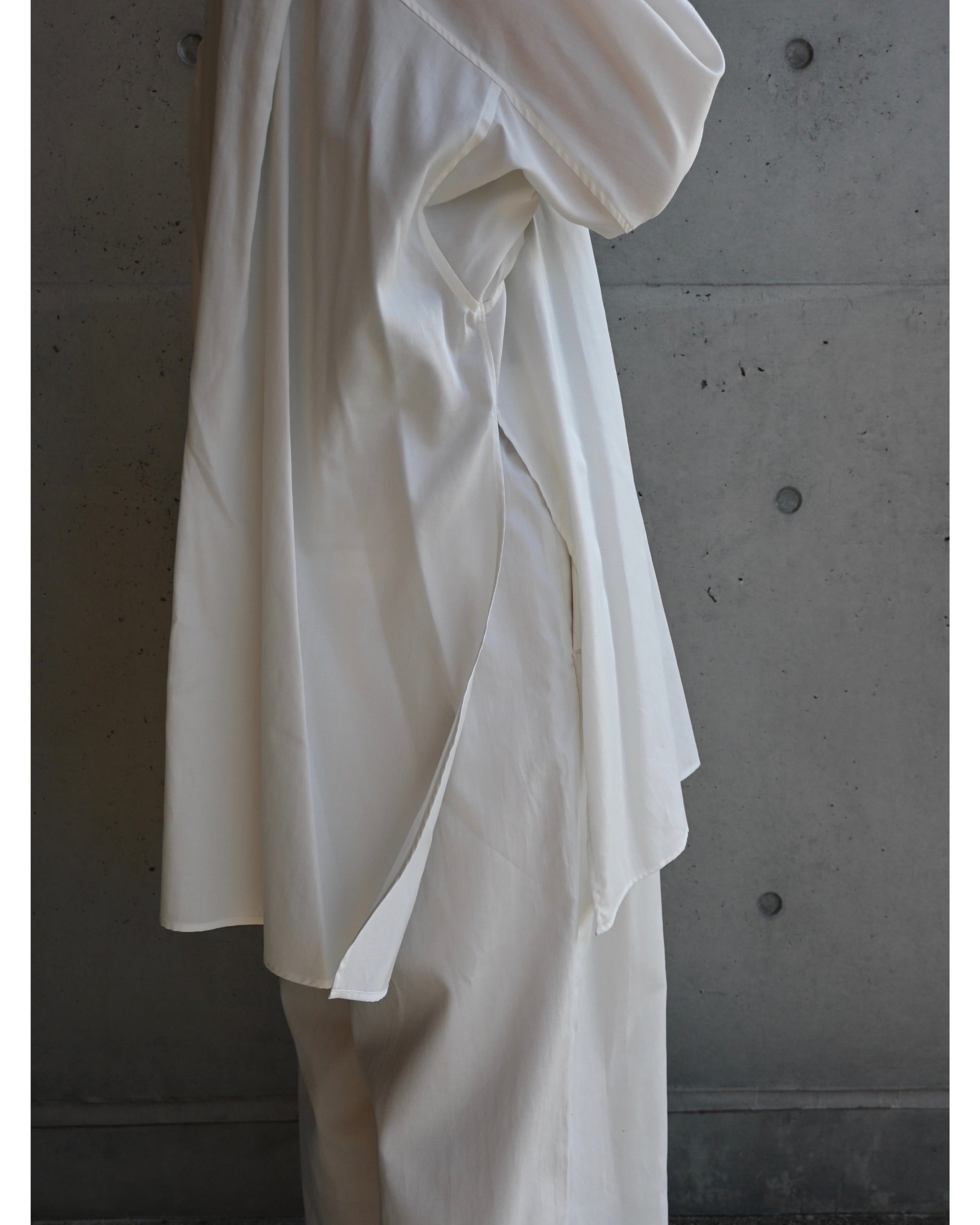 Silicon poplin Deep Slit Band Collar Shirt – TIME AFTER TIME