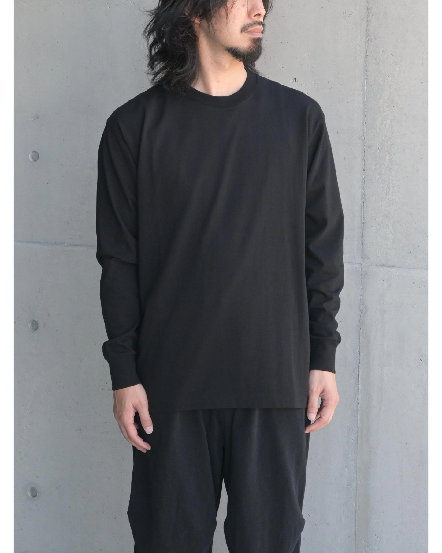 コットンジャージ 長袖Tシャツ BLACK