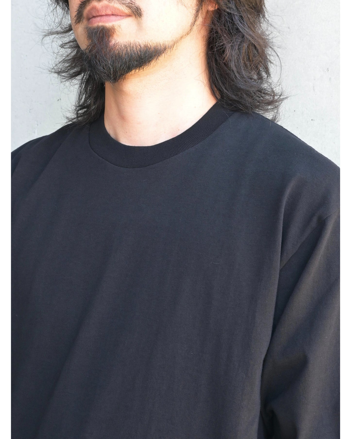 コットンジャージ 長袖Tシャツ BLACK
