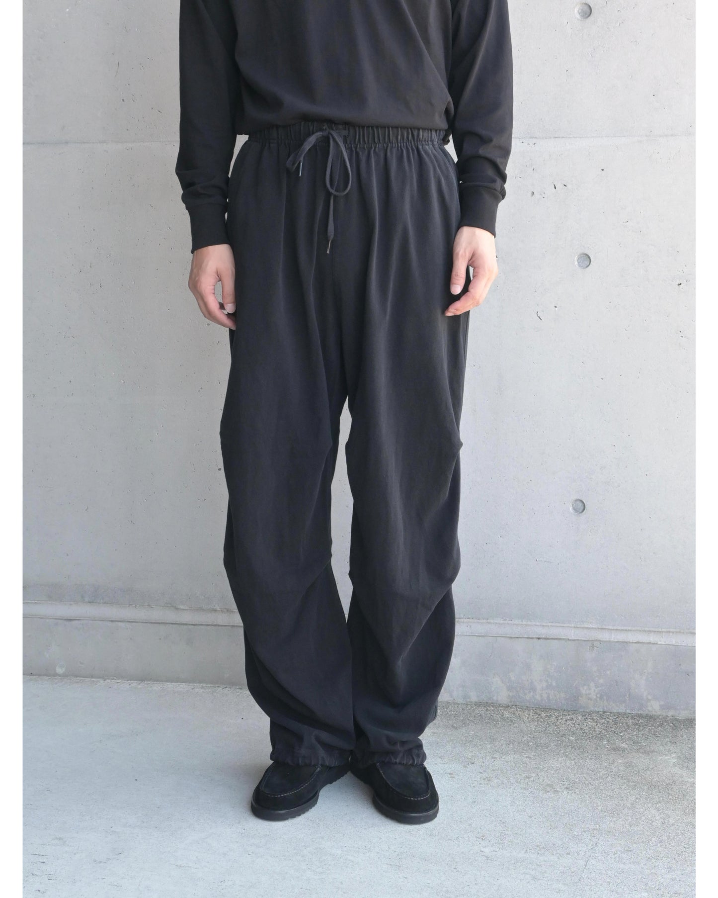 コットンジャージ ニータックパンツ BLACK