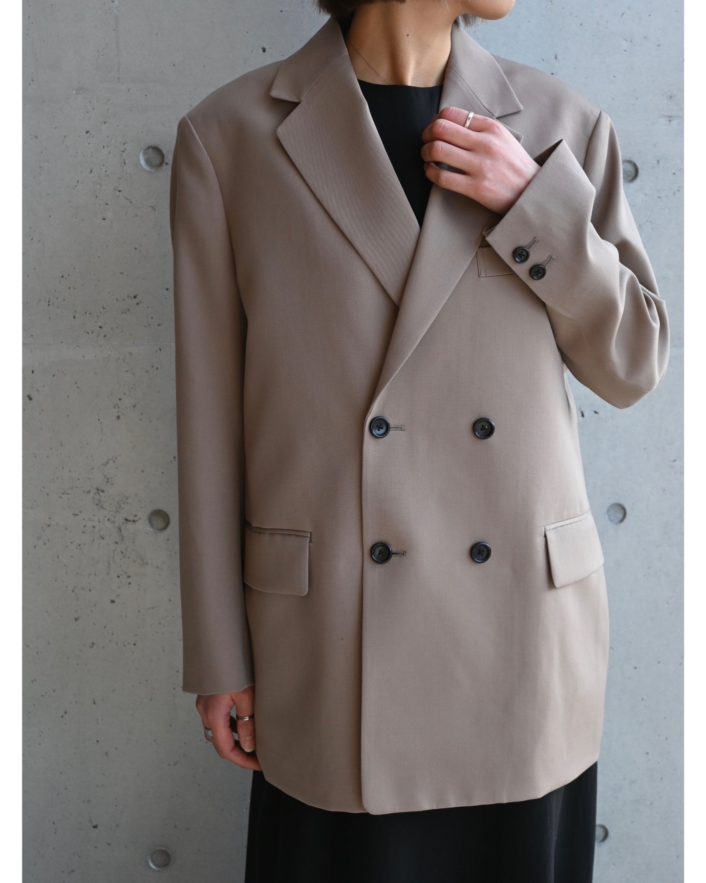 Resin Wool Gabardine Oversized Double Jacket