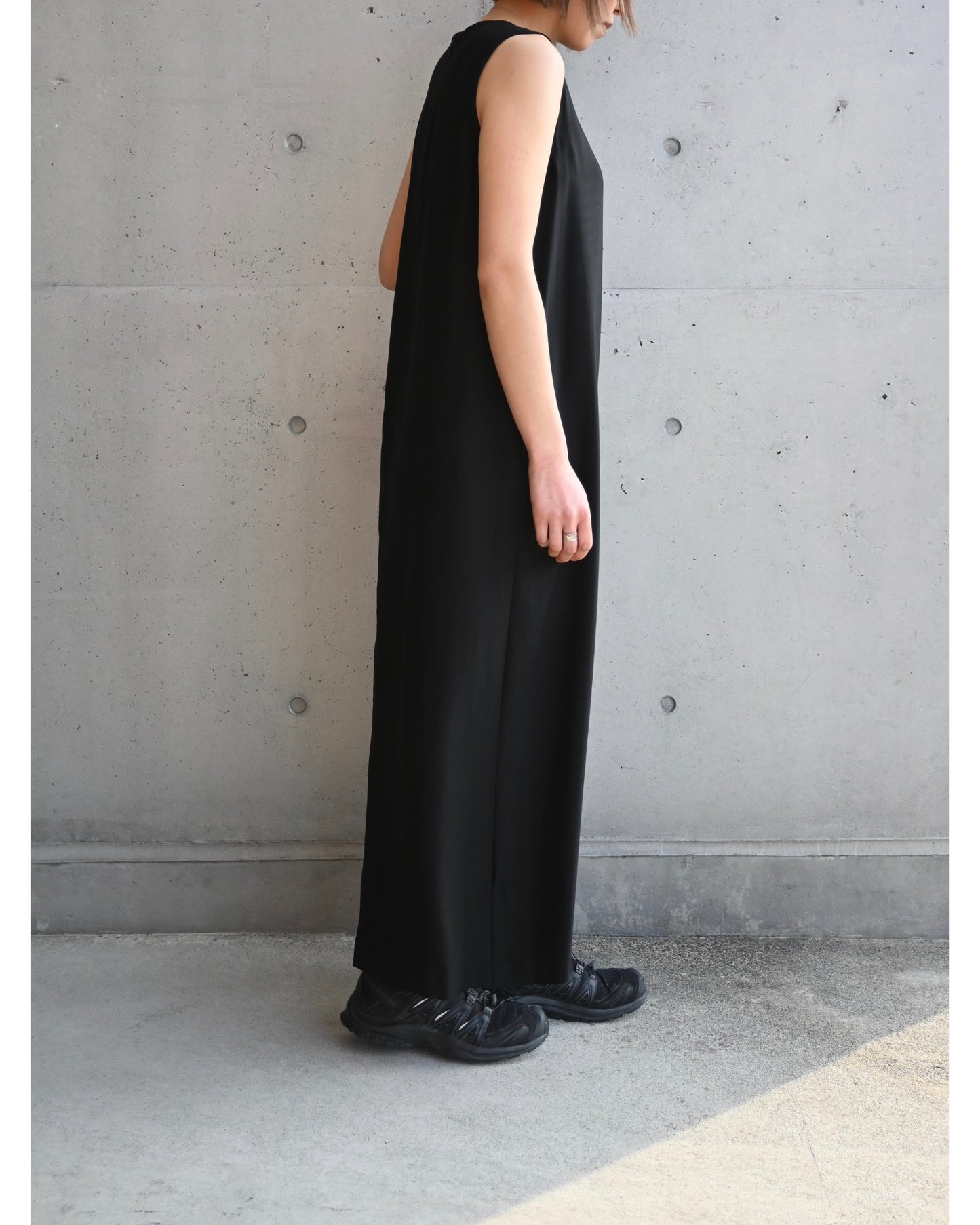 Viscose Cupro Back Satin Sleeveless Dress