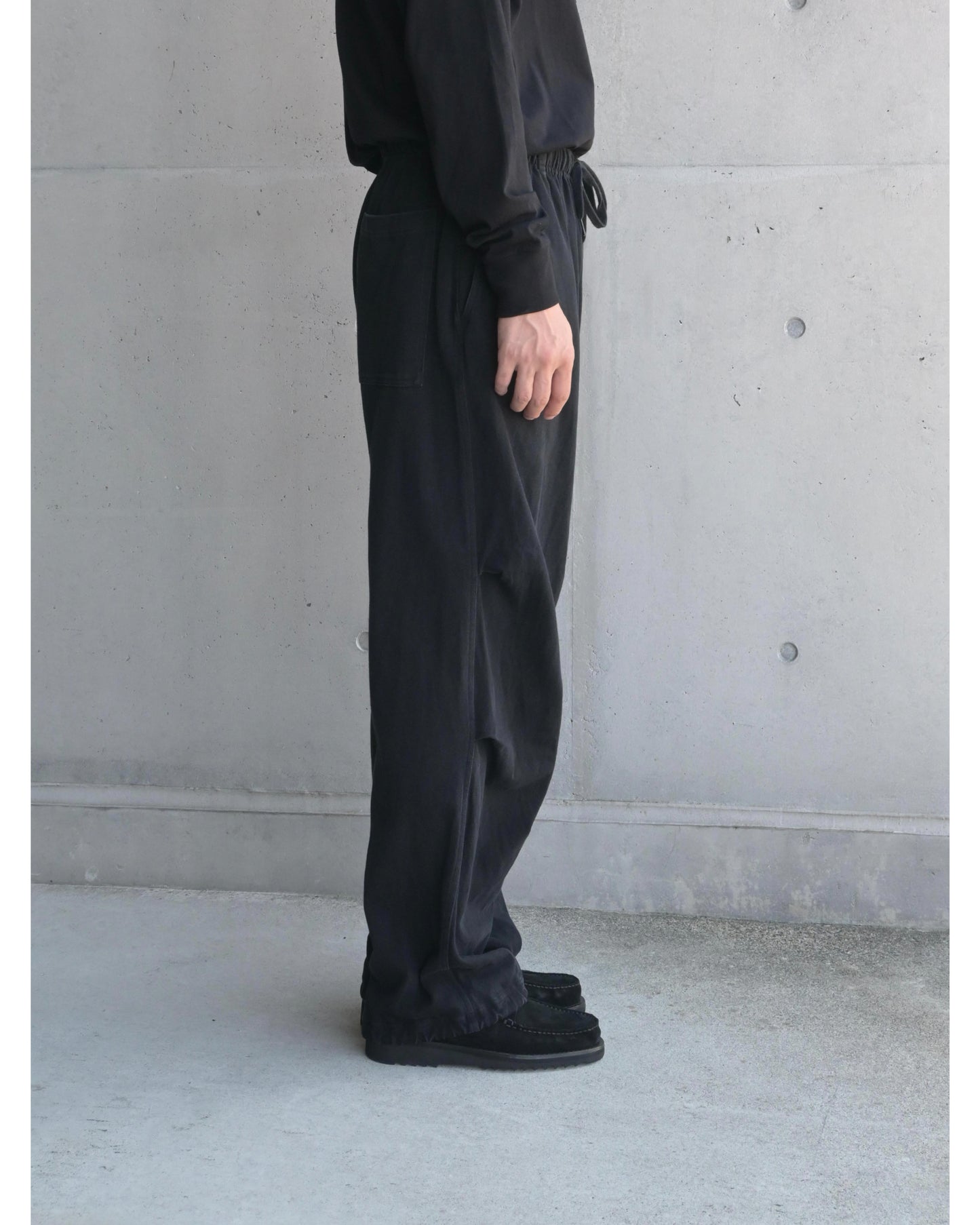コットンジャージ ニータックパンツ BLACK