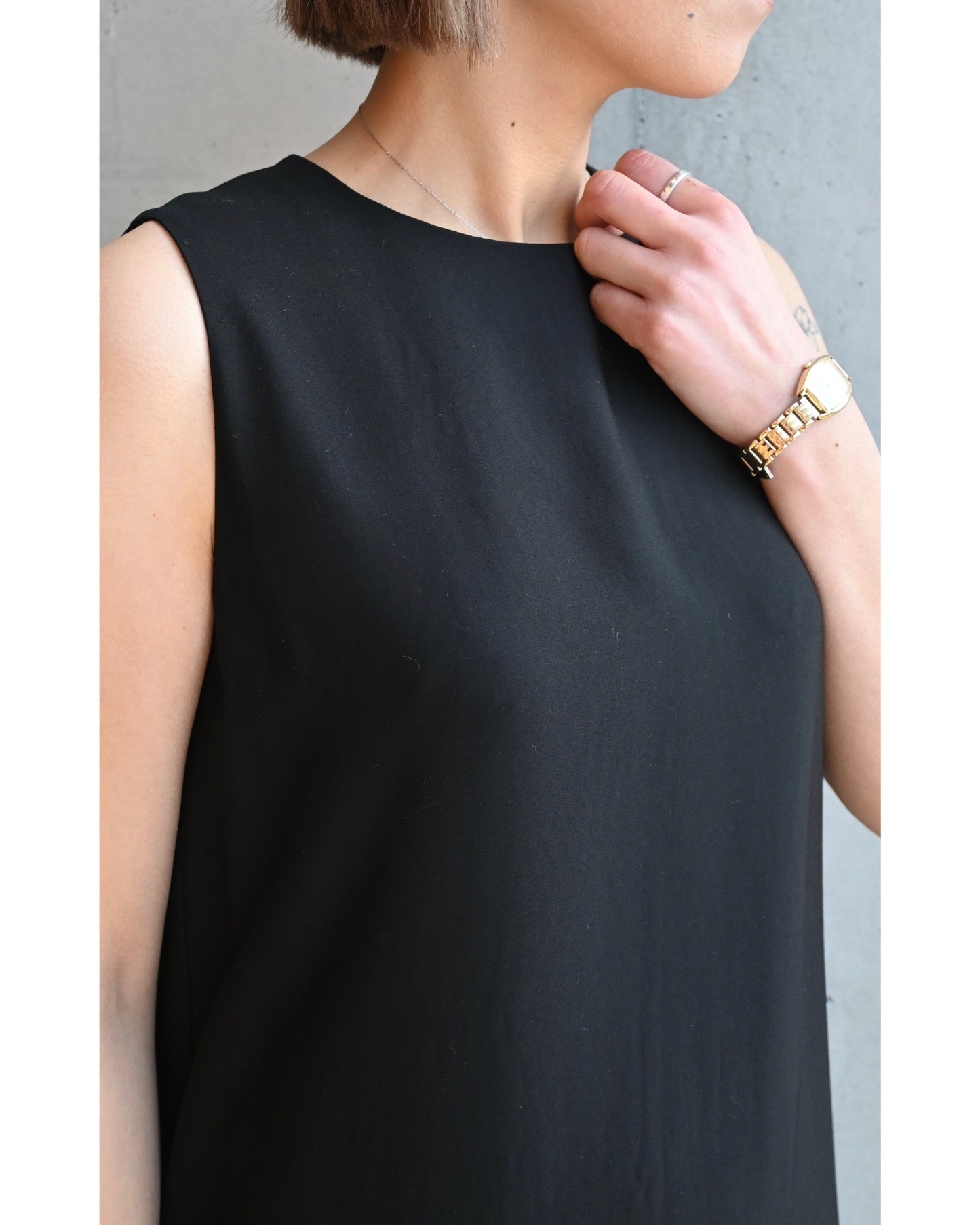 Viscose Cupro Back Satin Sleeveless Dress
