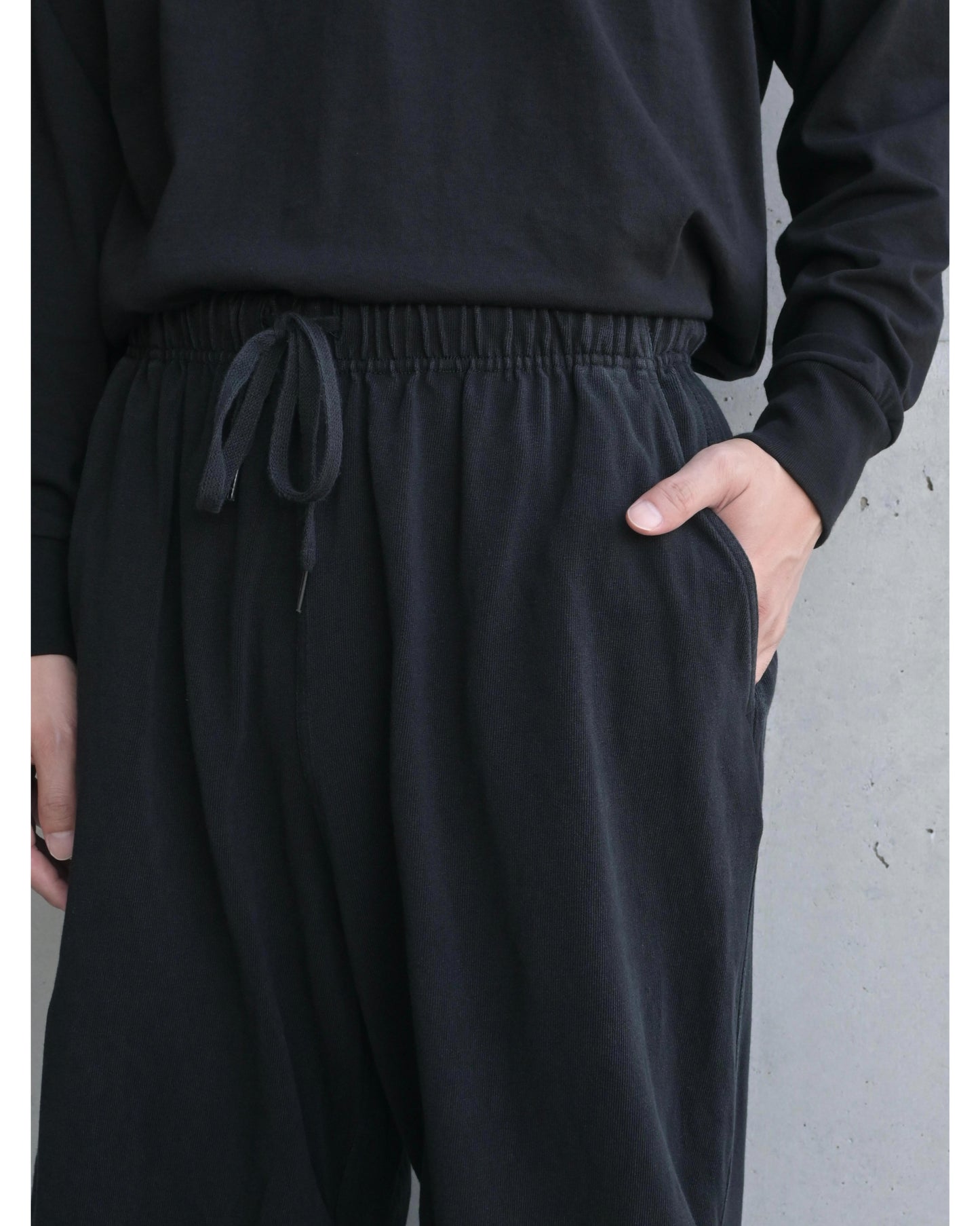 コットンジャージ ニータックパンツ BLACK