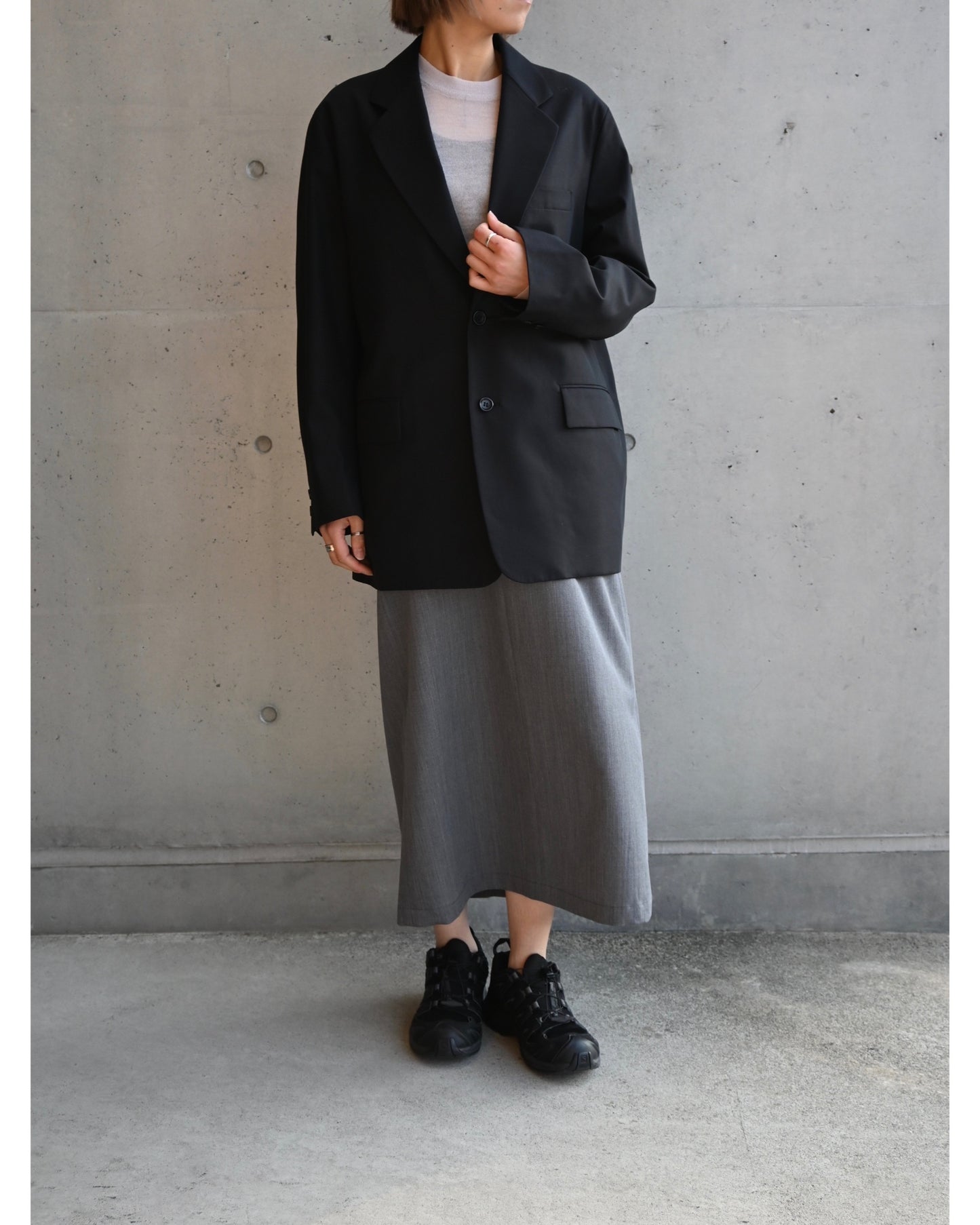 Wooly Cotton Twill Oversized Jacket