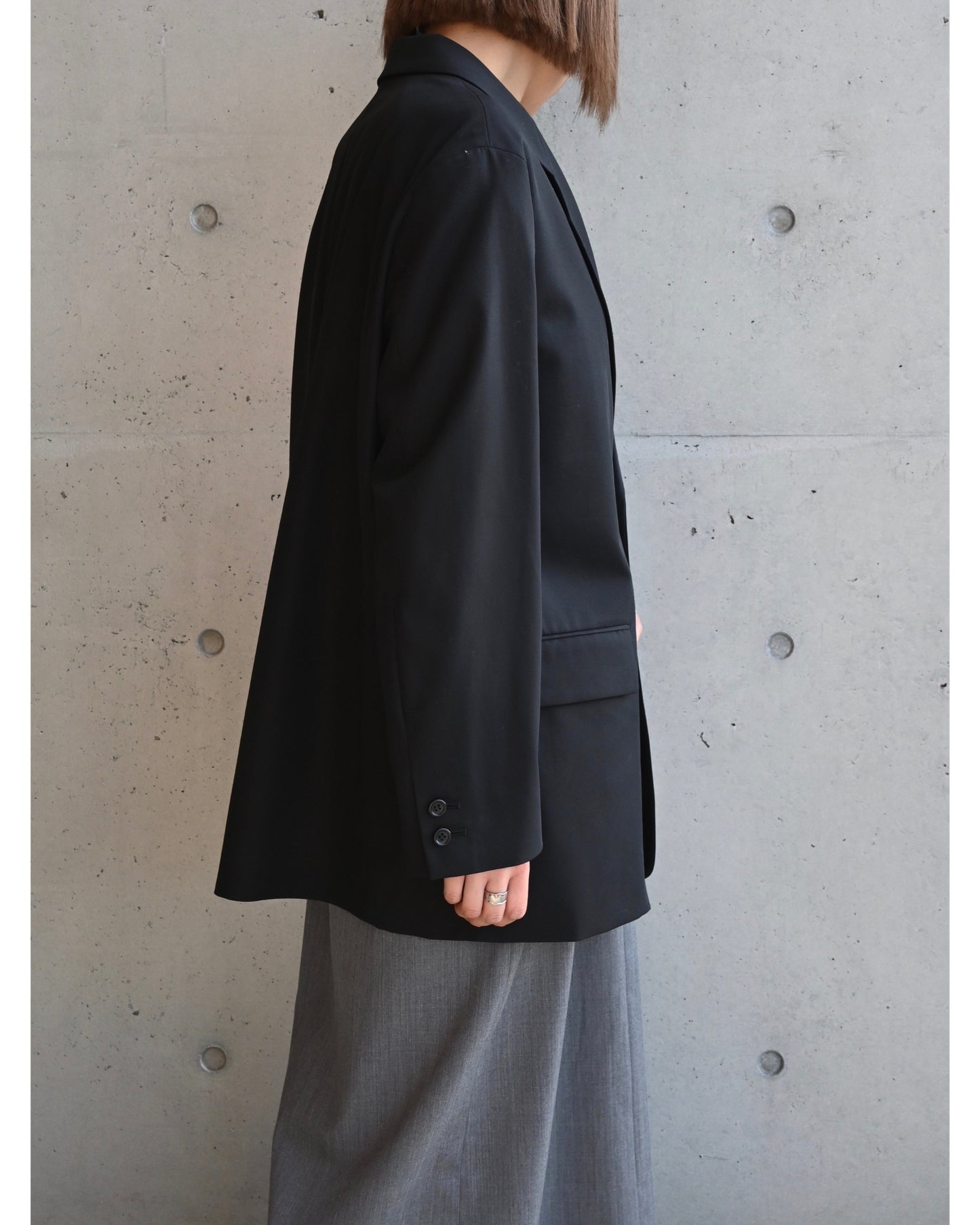 Wooly Cotton Twill Oversized Jacket