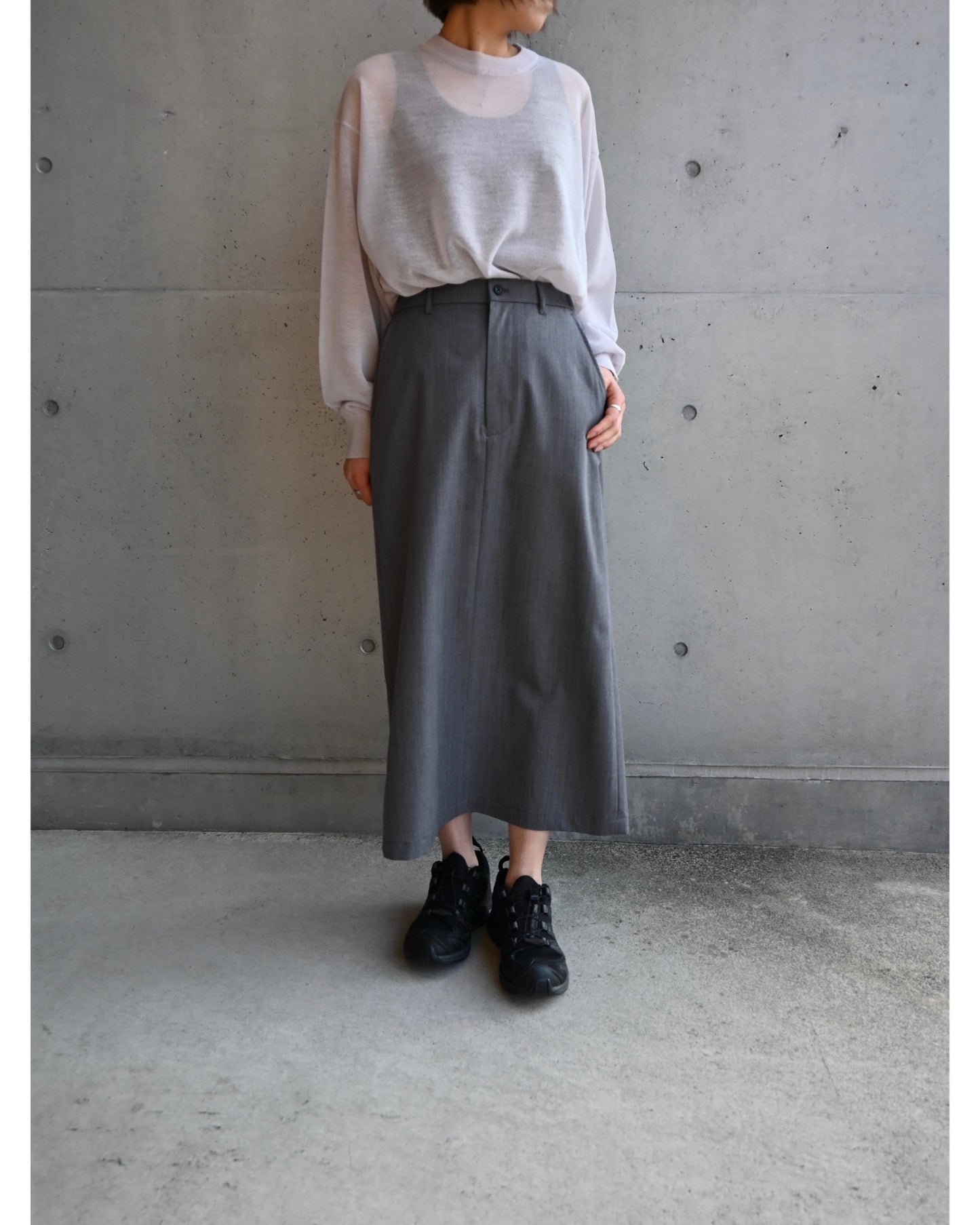 Techno Wool Twill Boxy Skirt