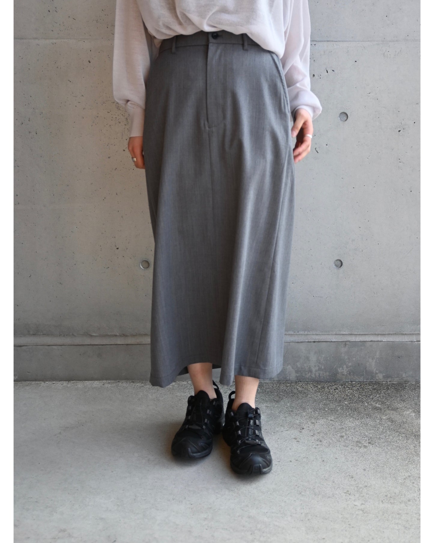 Techno Wool Twill Boxy Skirt