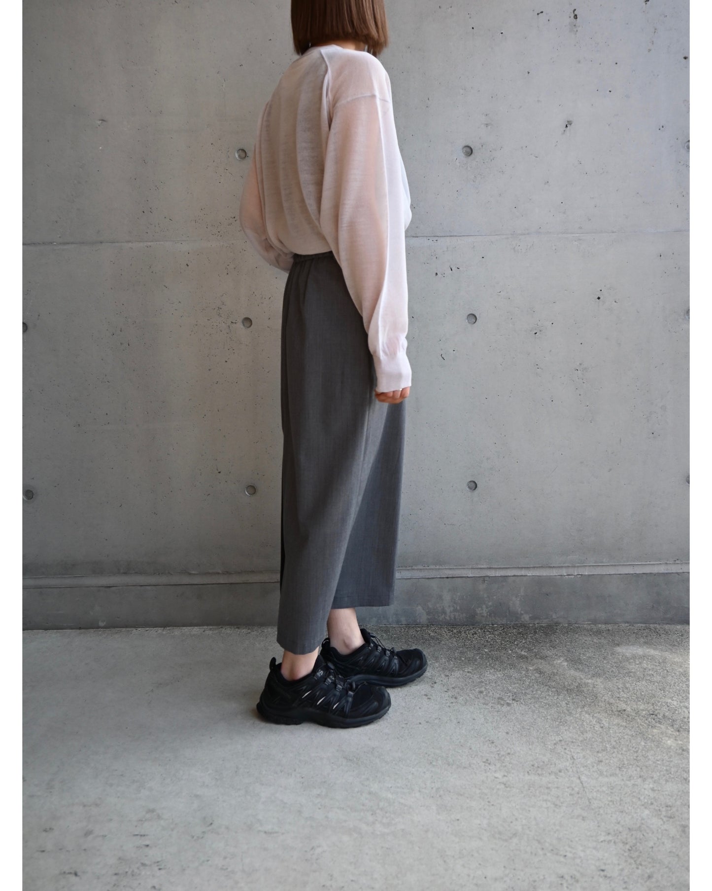 Coiled Wool Nylon Oversized Crew Neck Knit