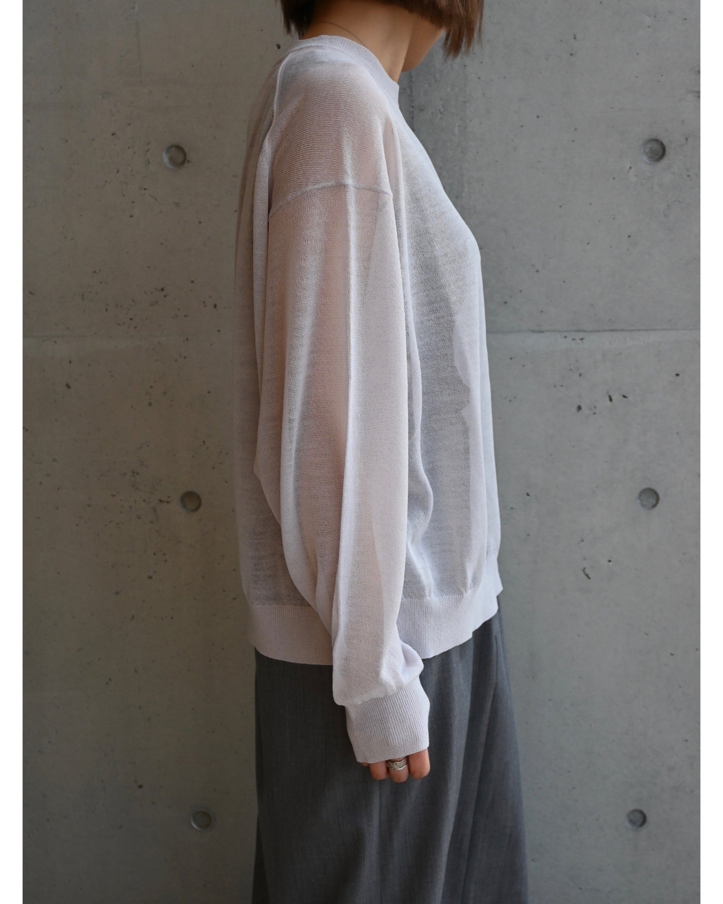 Coiled Wool Nylon Oversized Crew Neck Knit