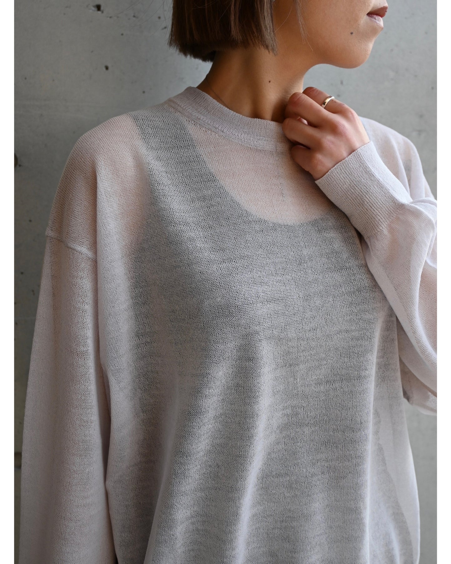 Coiled Wool Nylon Oversized Crew Neck Knit