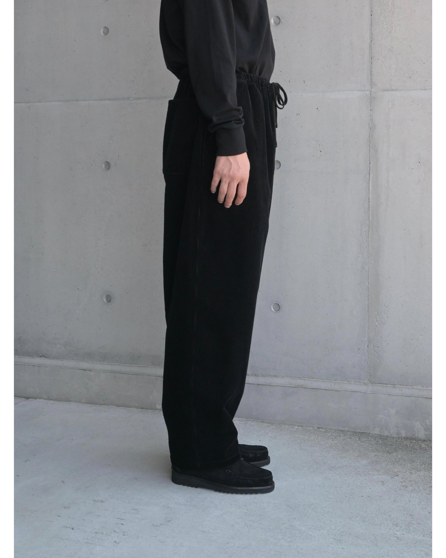 コーデュロイ ドローストリングパンツ BLACK