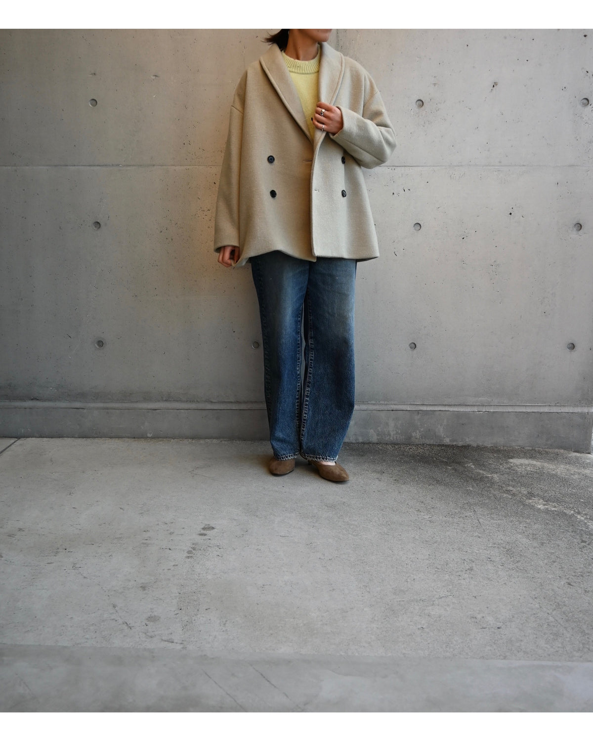Light Melton Shawl Collar Coat