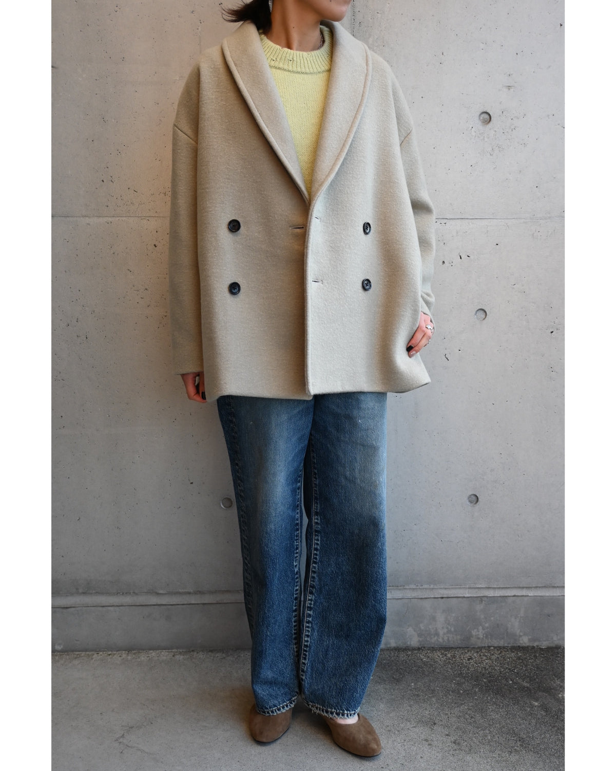Light Melton Shawl Collar Coat
