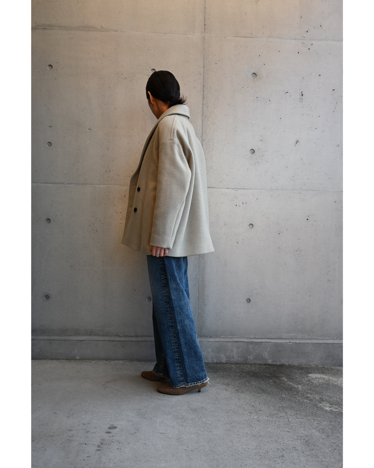 Light Melton Shawl Collar Coat