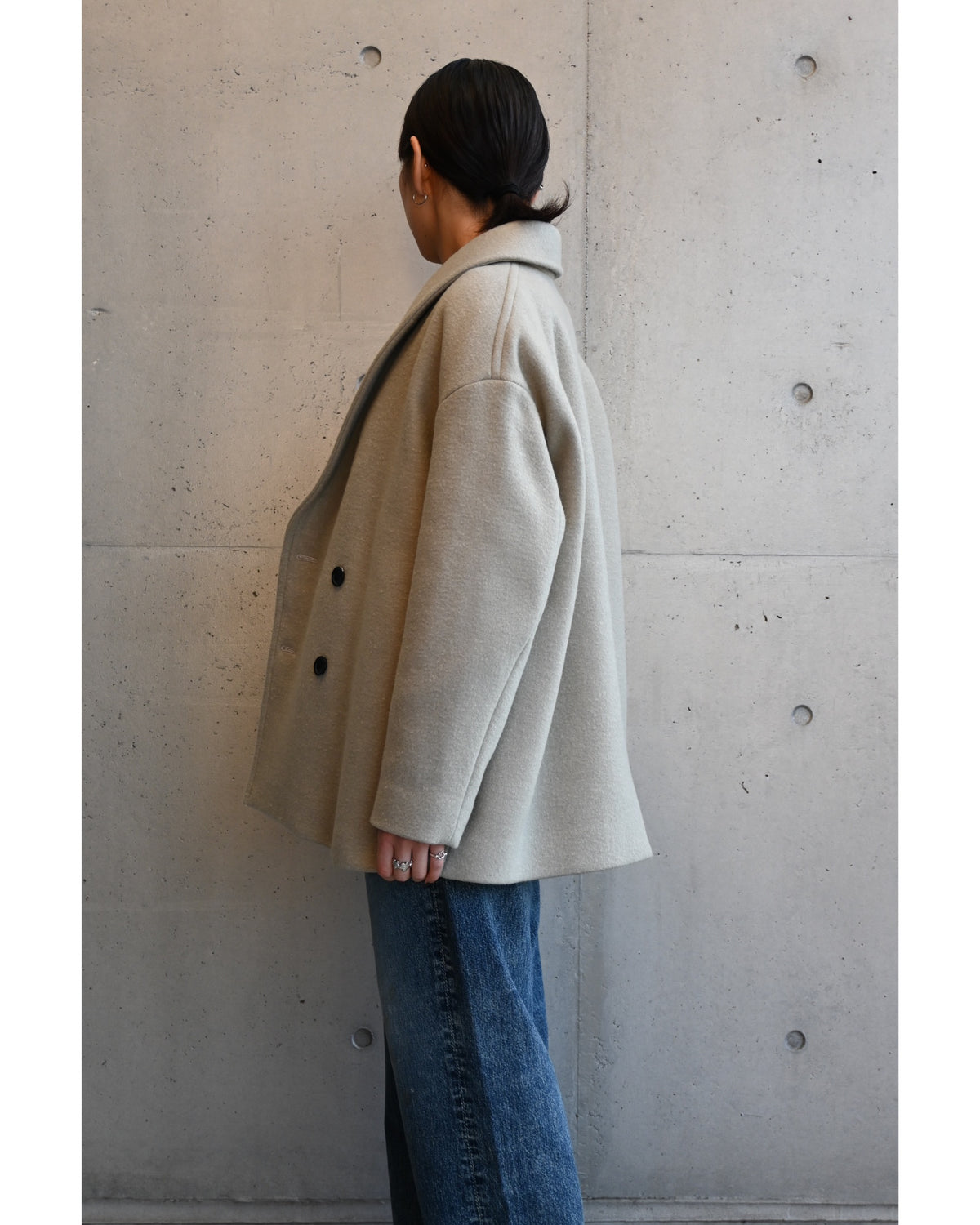 Light Melton Shawl Collar Coat