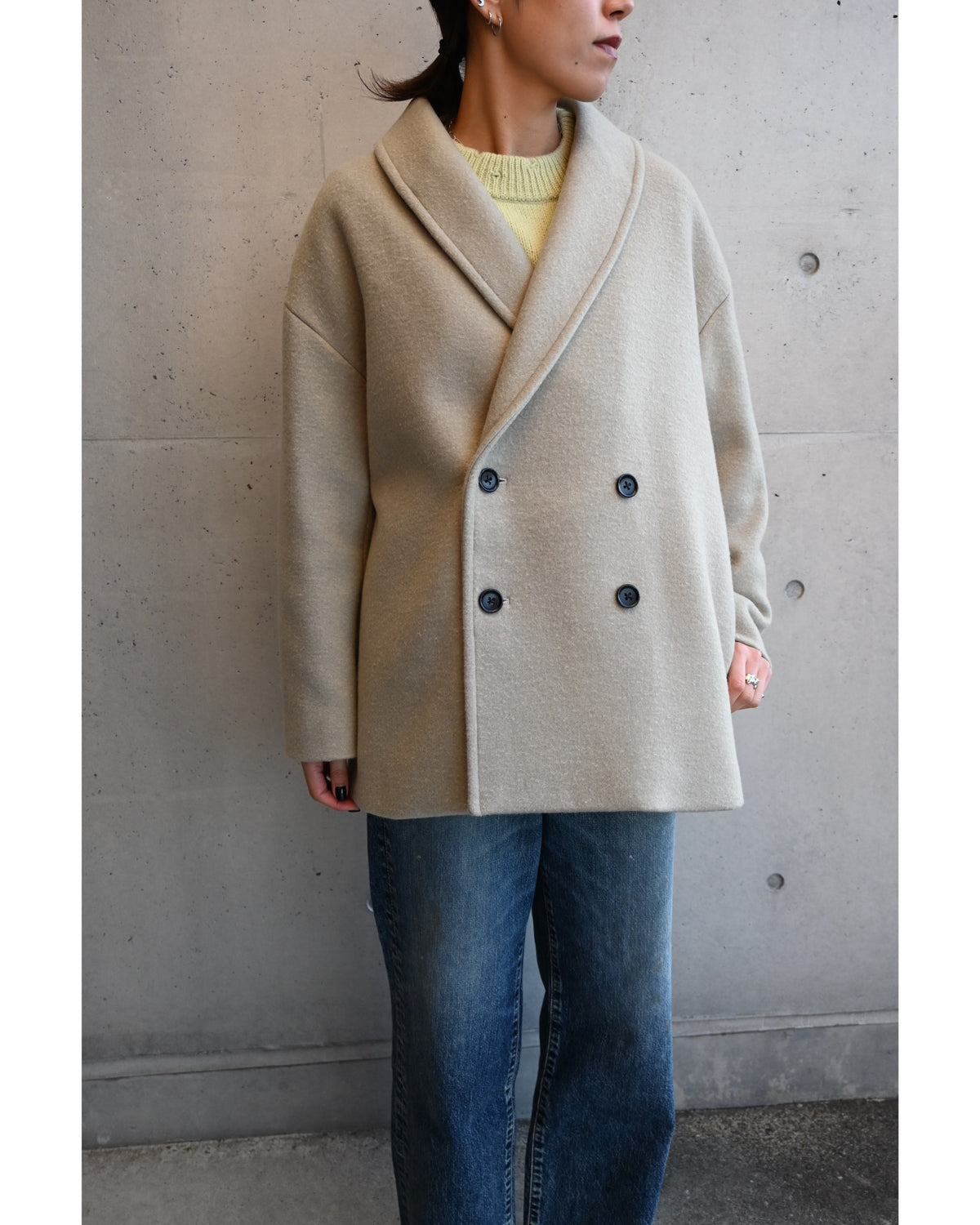 Light Melton Shawl Collar Coat