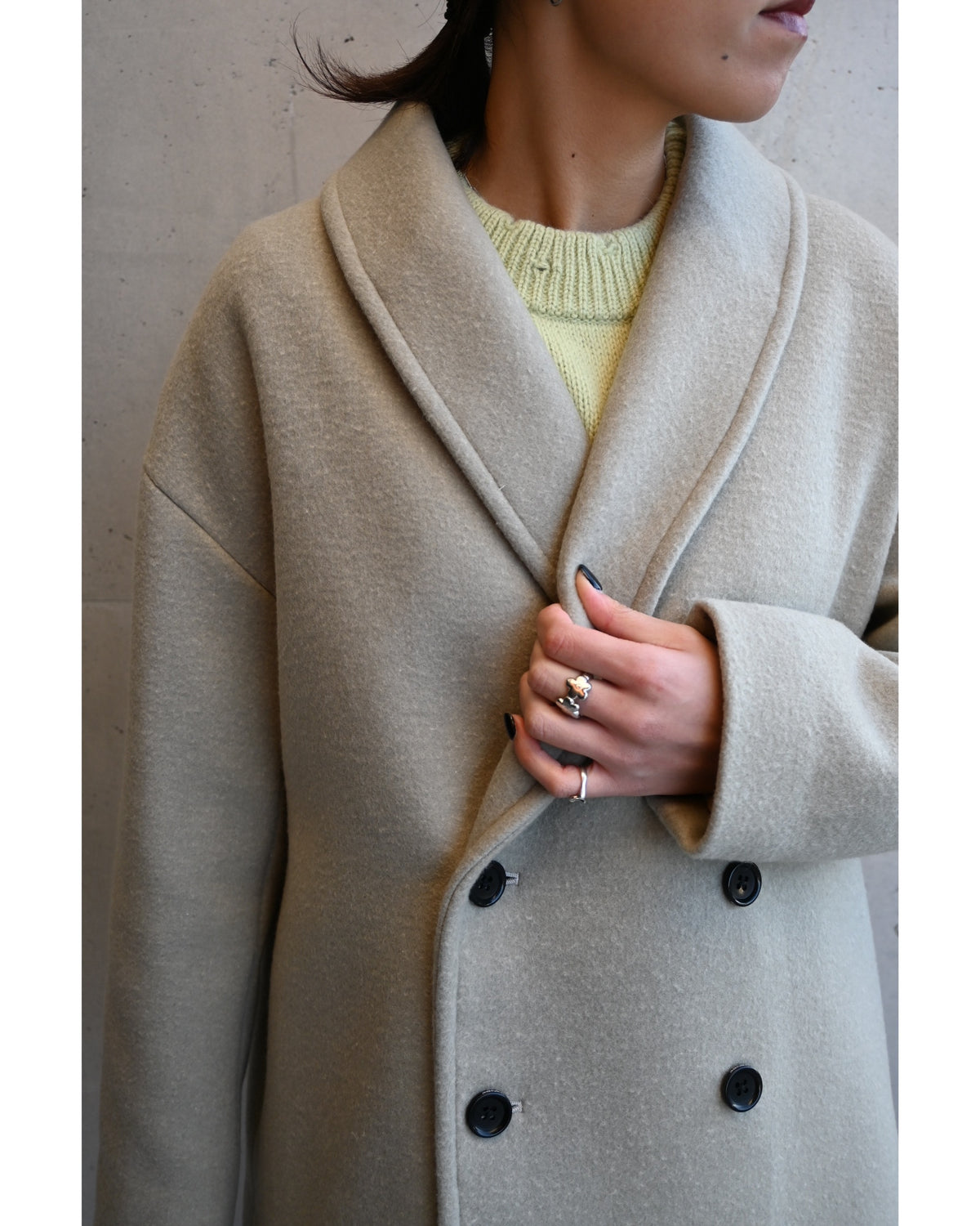 Light Melton Shawl Collar Coat