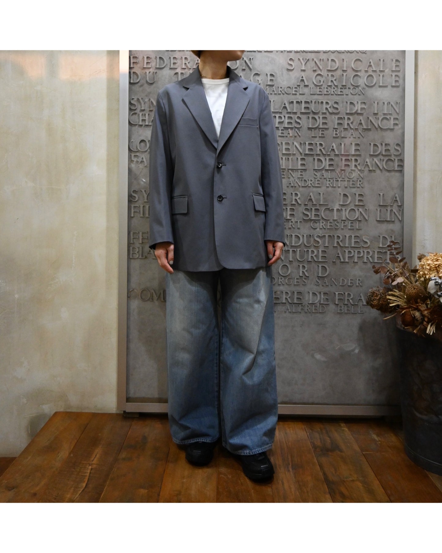 Wooly Cotton Twill Oversized Jacket