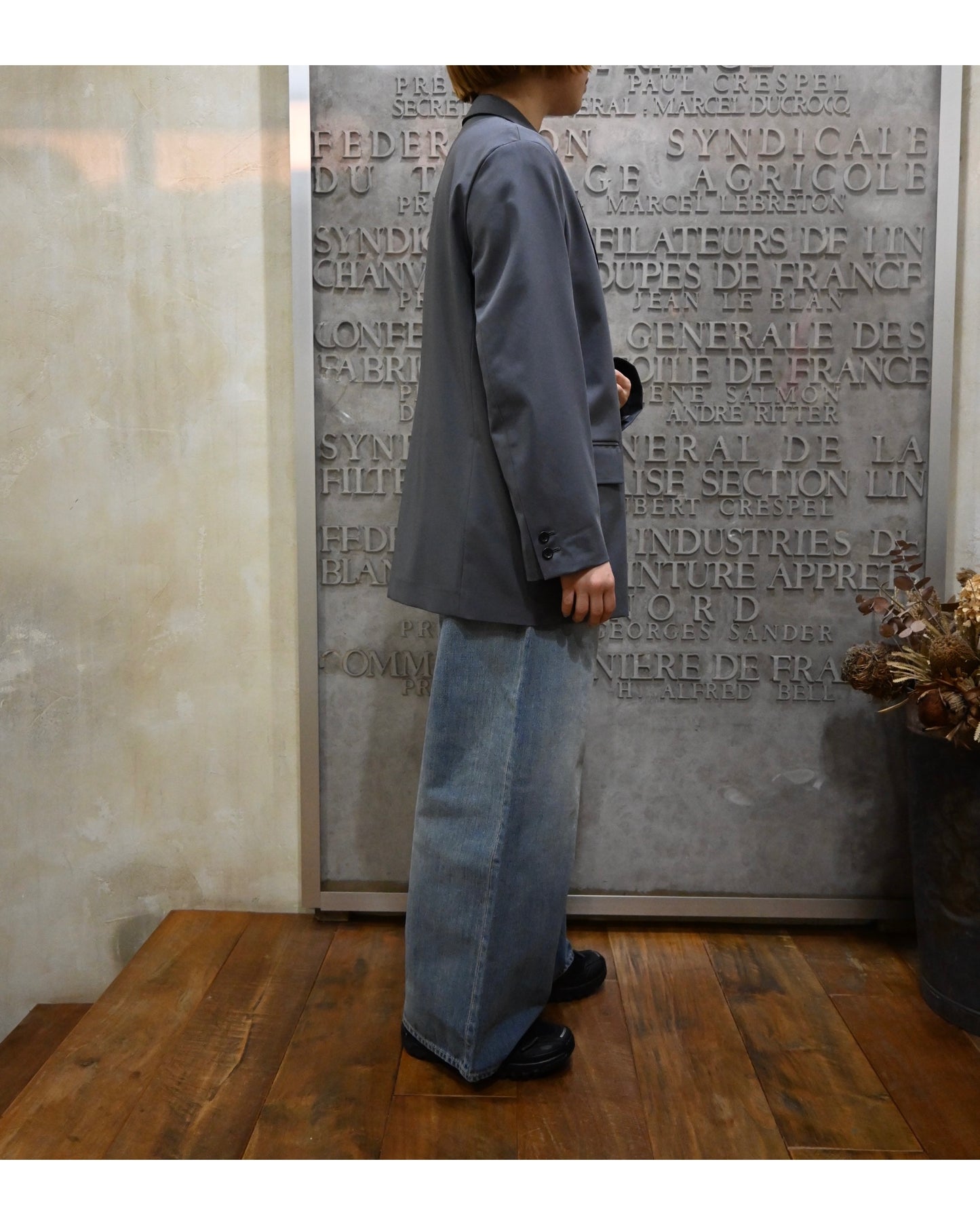 Wooly Cotton Twill Oversized Jacket