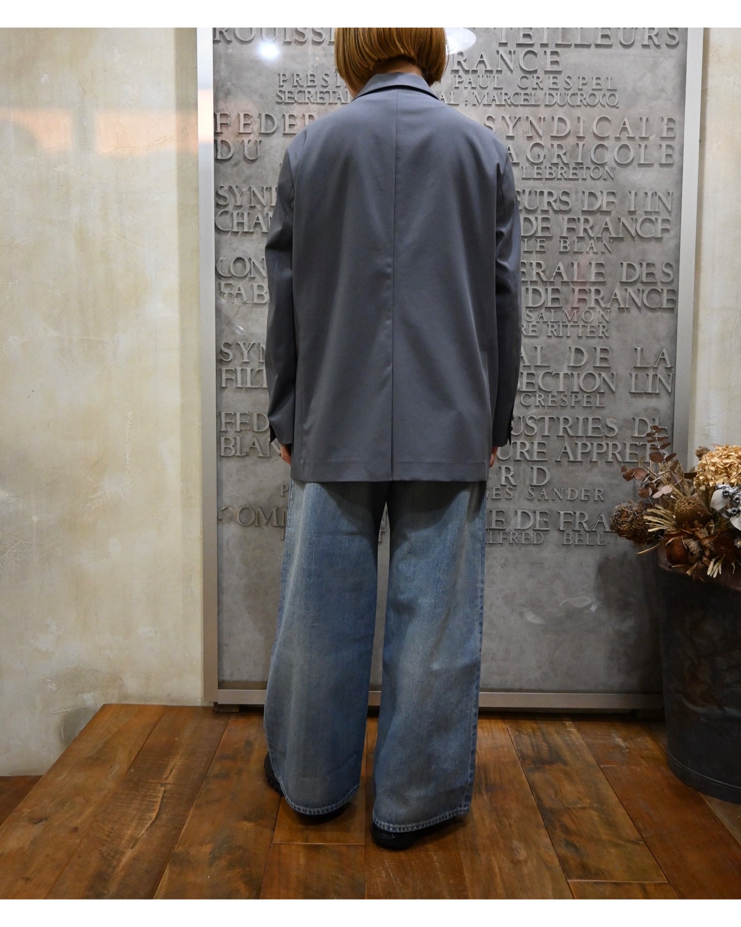 Wooly Cotton Twill Oversized Jacket