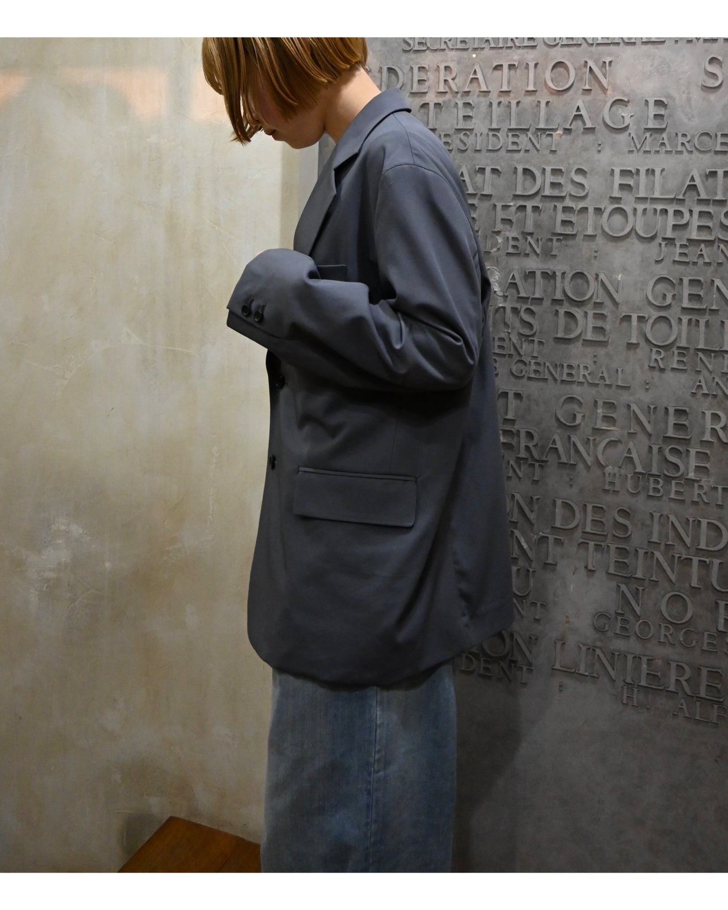 Wooly Cotton Twill Oversized Jacket