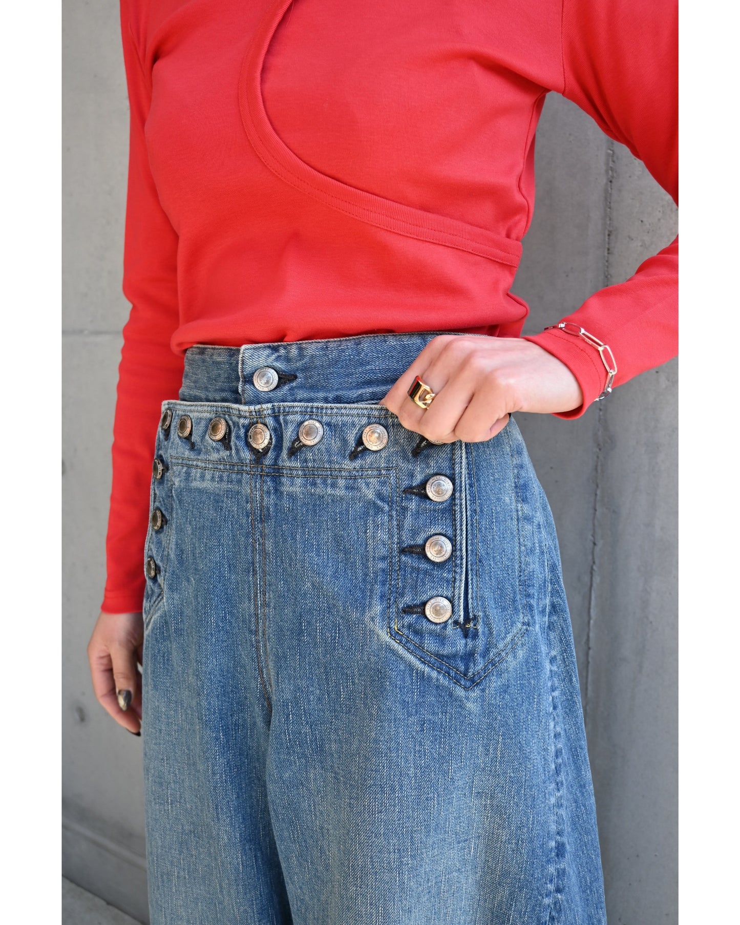 SAILOR BARREL-LEG DENIM PANTS 13386