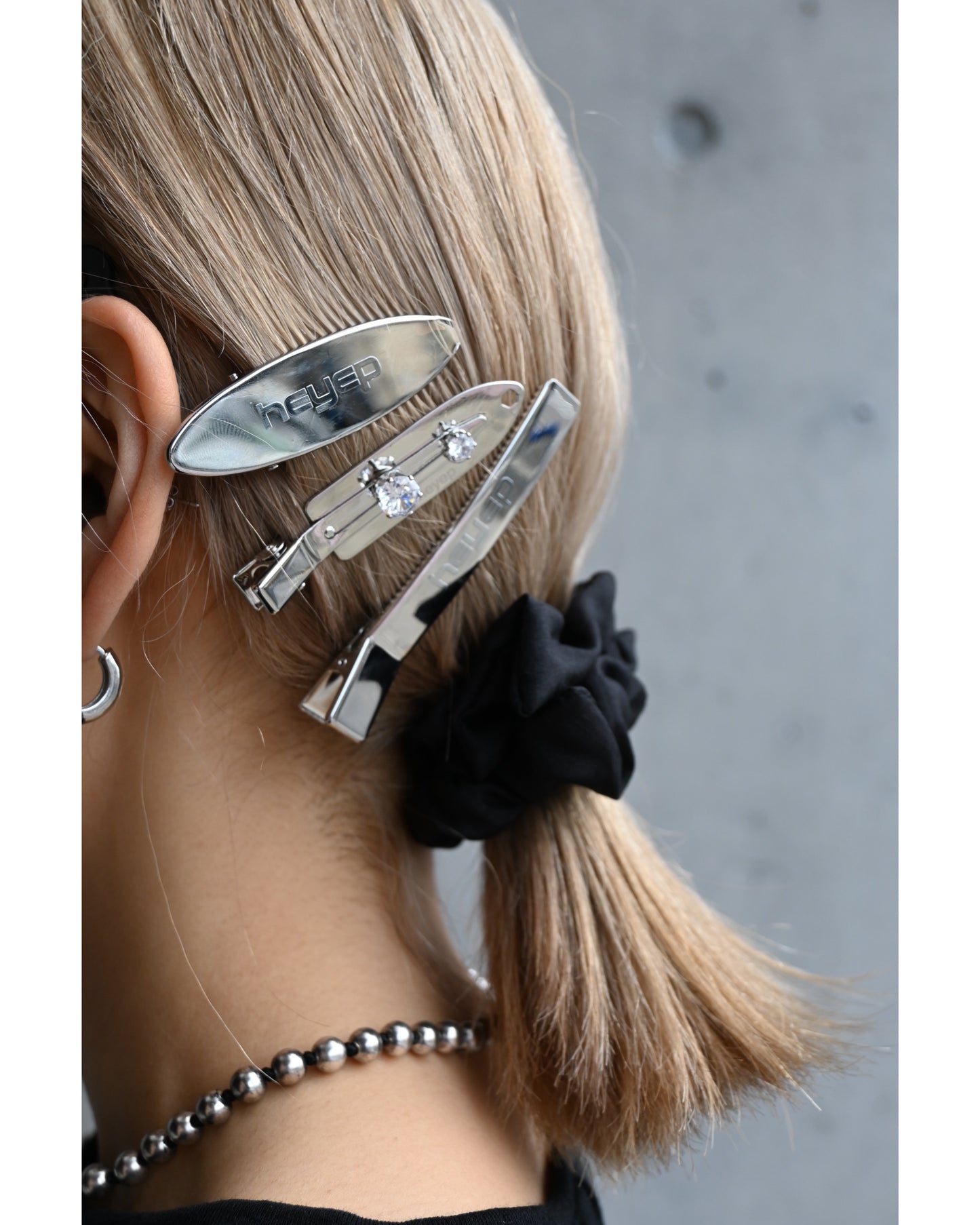 Rhinestone Flat Hair Clip 2 Piece Set