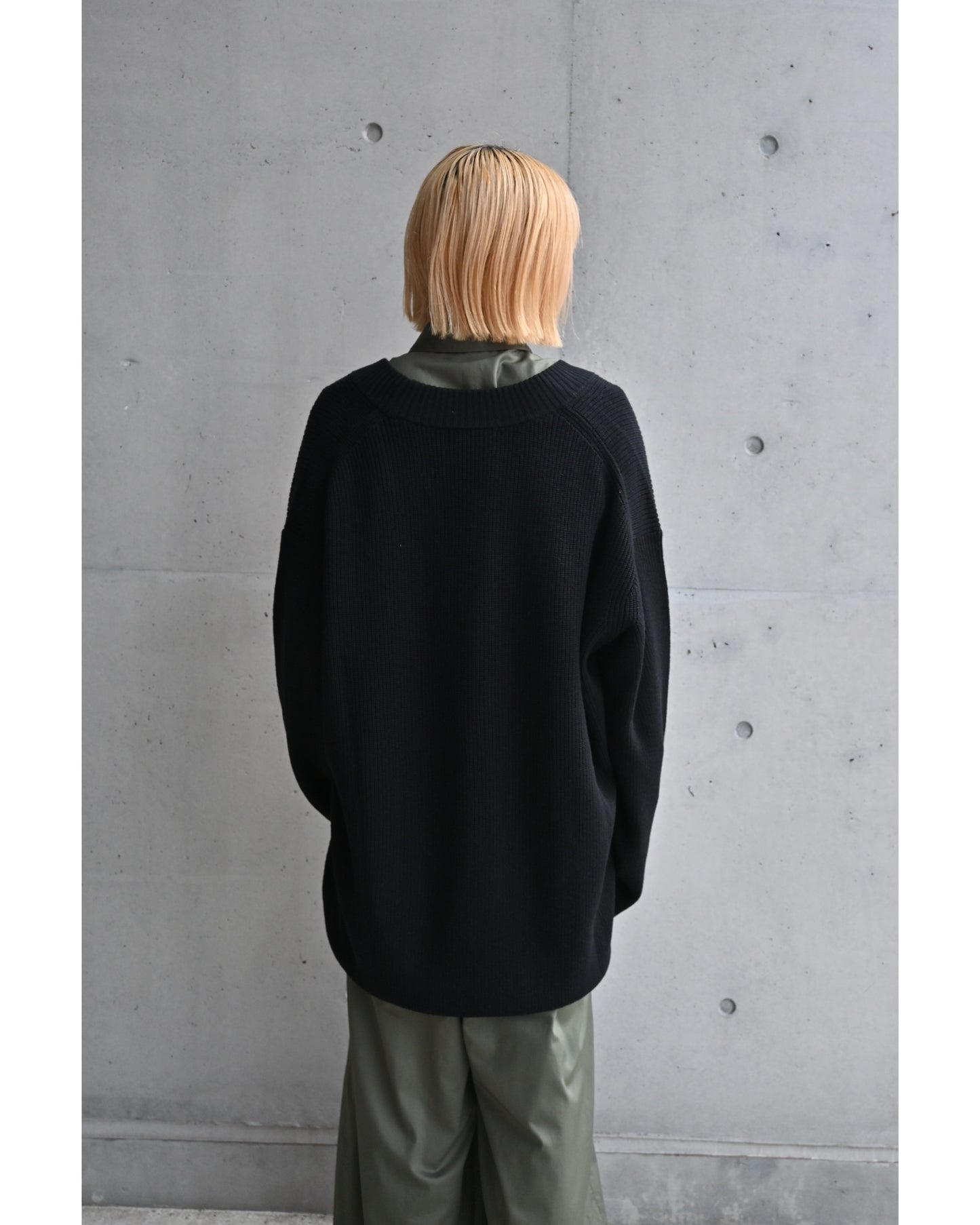 Mercerized Fine Wool Oversized V Neck Knit