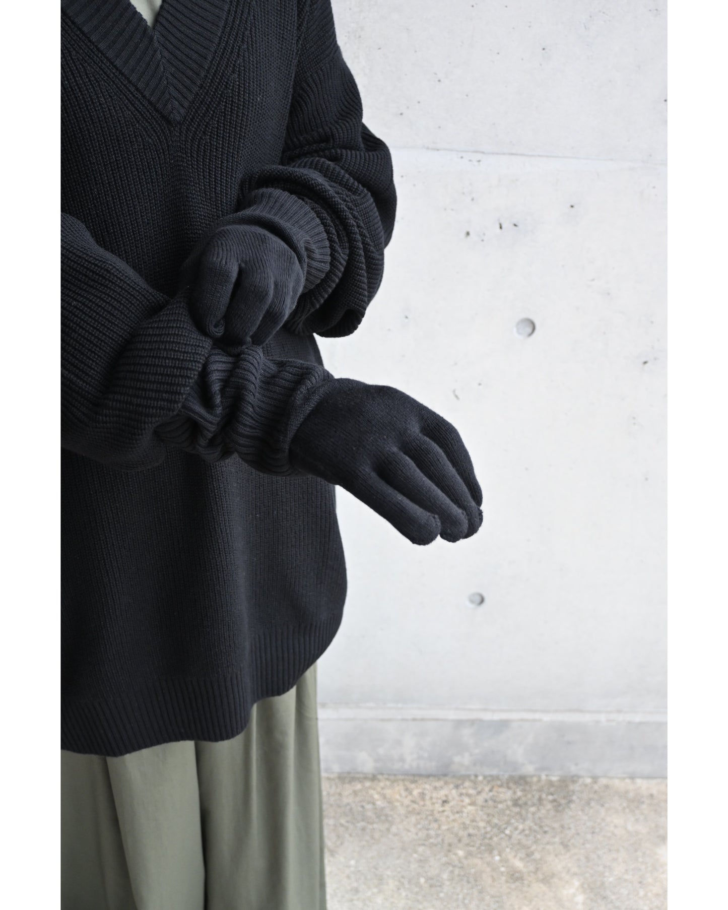 Mercerized Fine Wool Knit Layered Gloves
