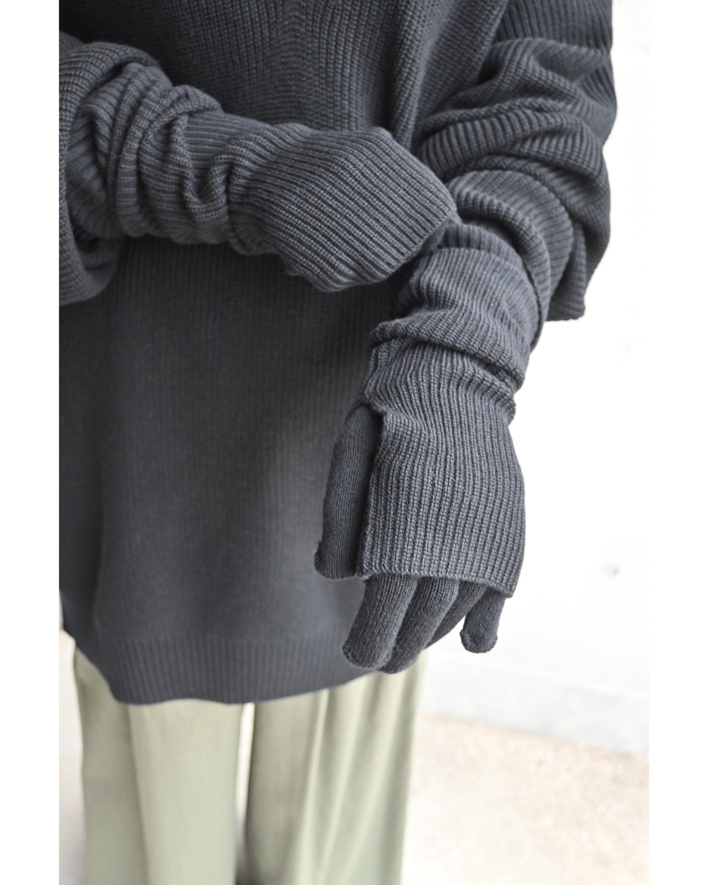Mercerized Fine Wool Knit Layered Gloves