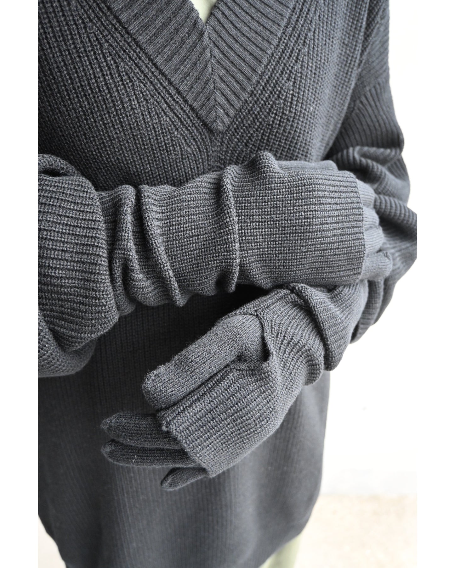 Mercerized Fine Wool Knit Layered Gloves