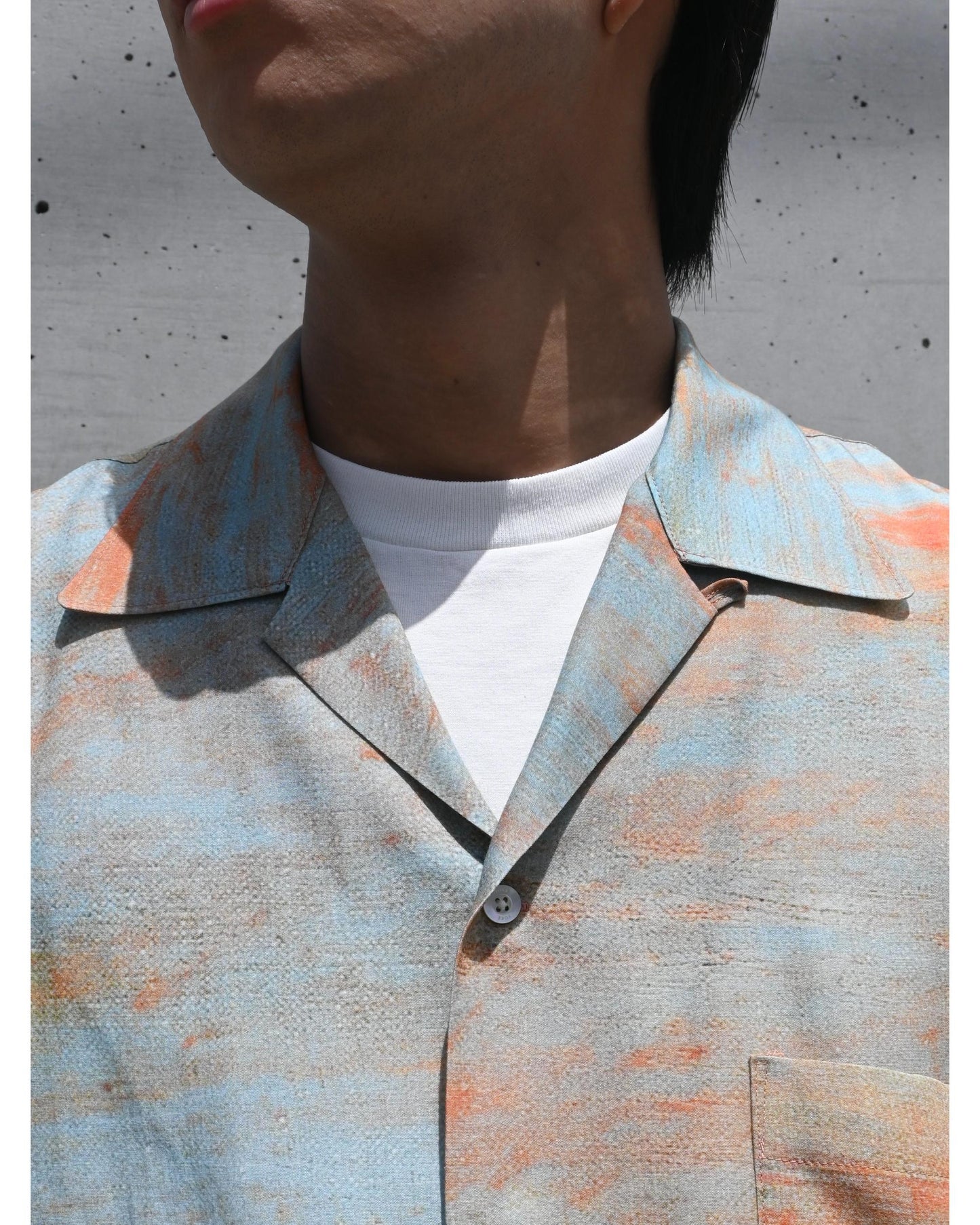 LANDSCAPE PRINTED OPEN COLLAR SHIRT