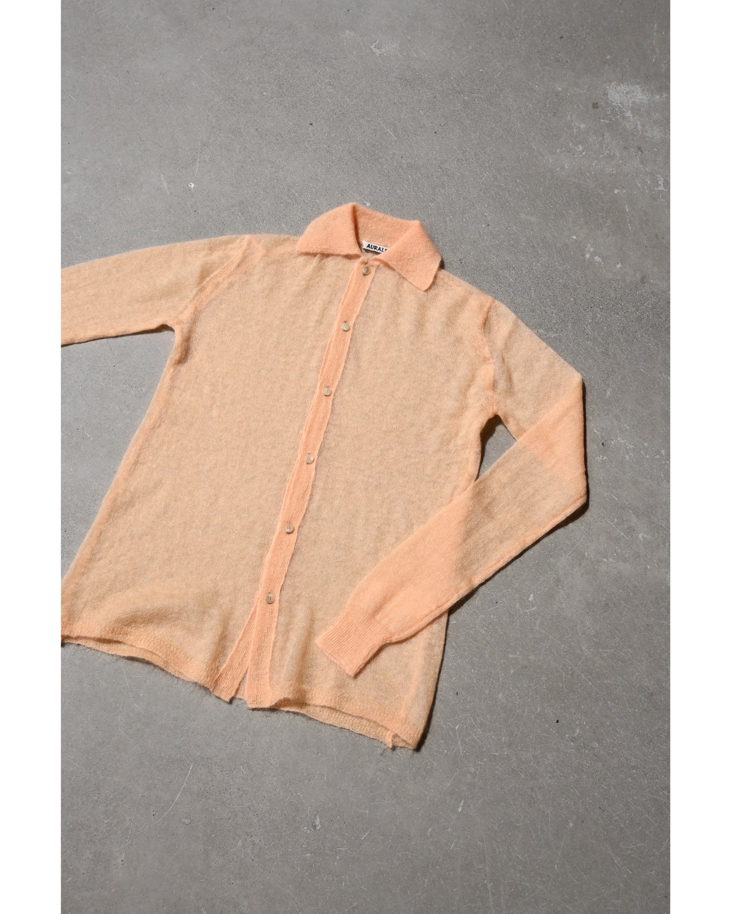 KID MOHAIR SHEER KNIT SHIRT CARDIGAN