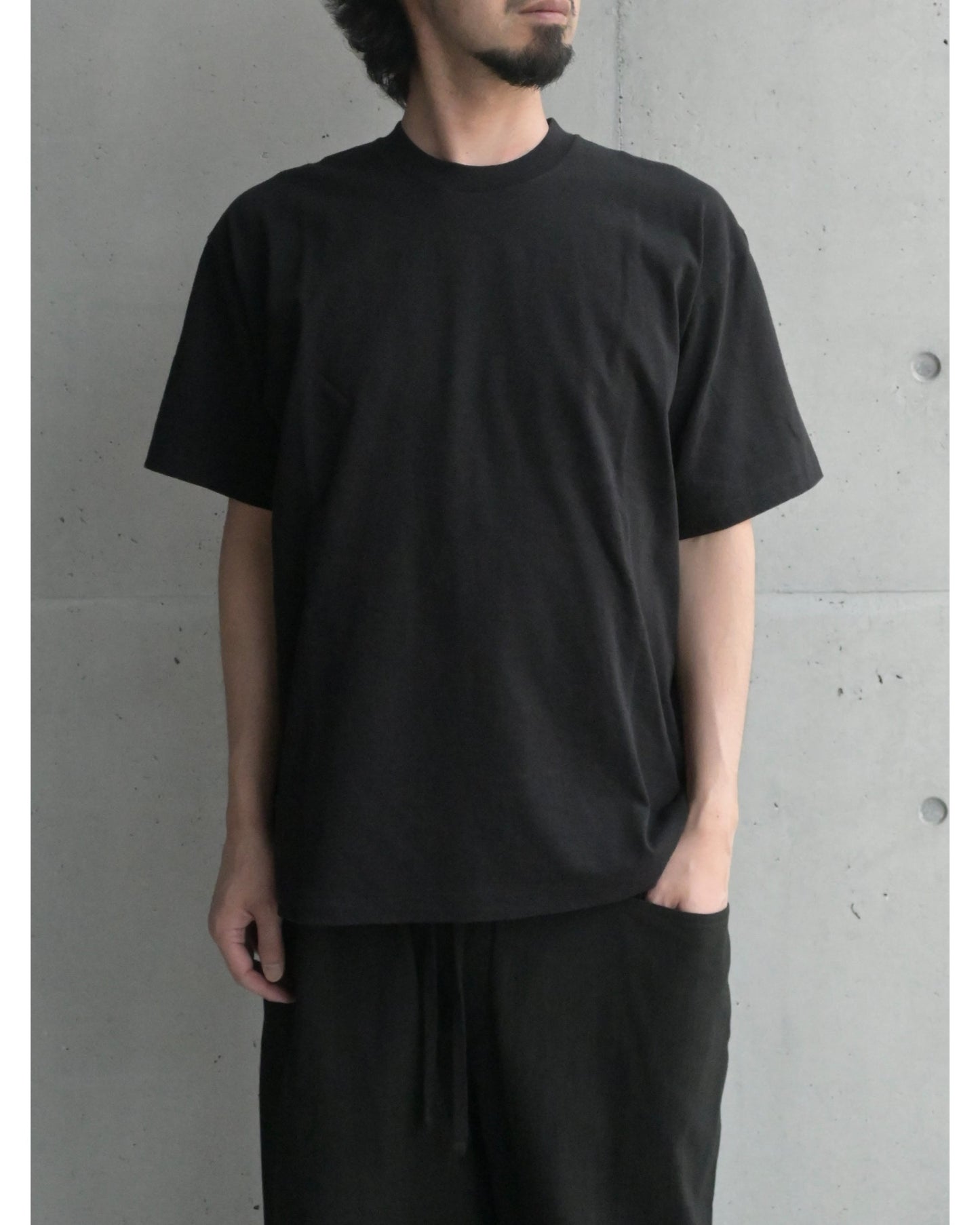 コットンジャージ 半袖Tシャツ FADE BLACK