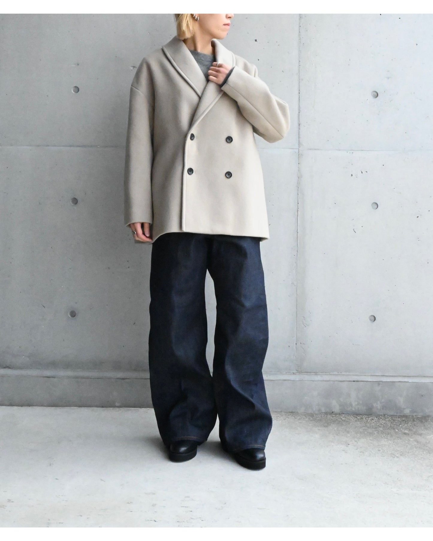 Light Melton Shawl Collar Coat