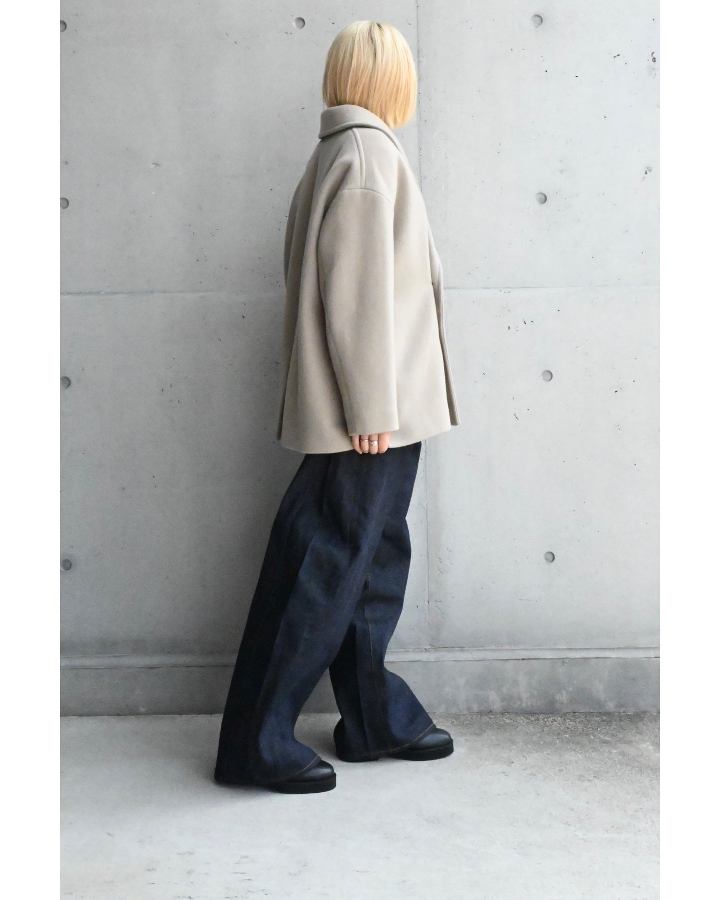 Light Melton Shawl Collar Coat