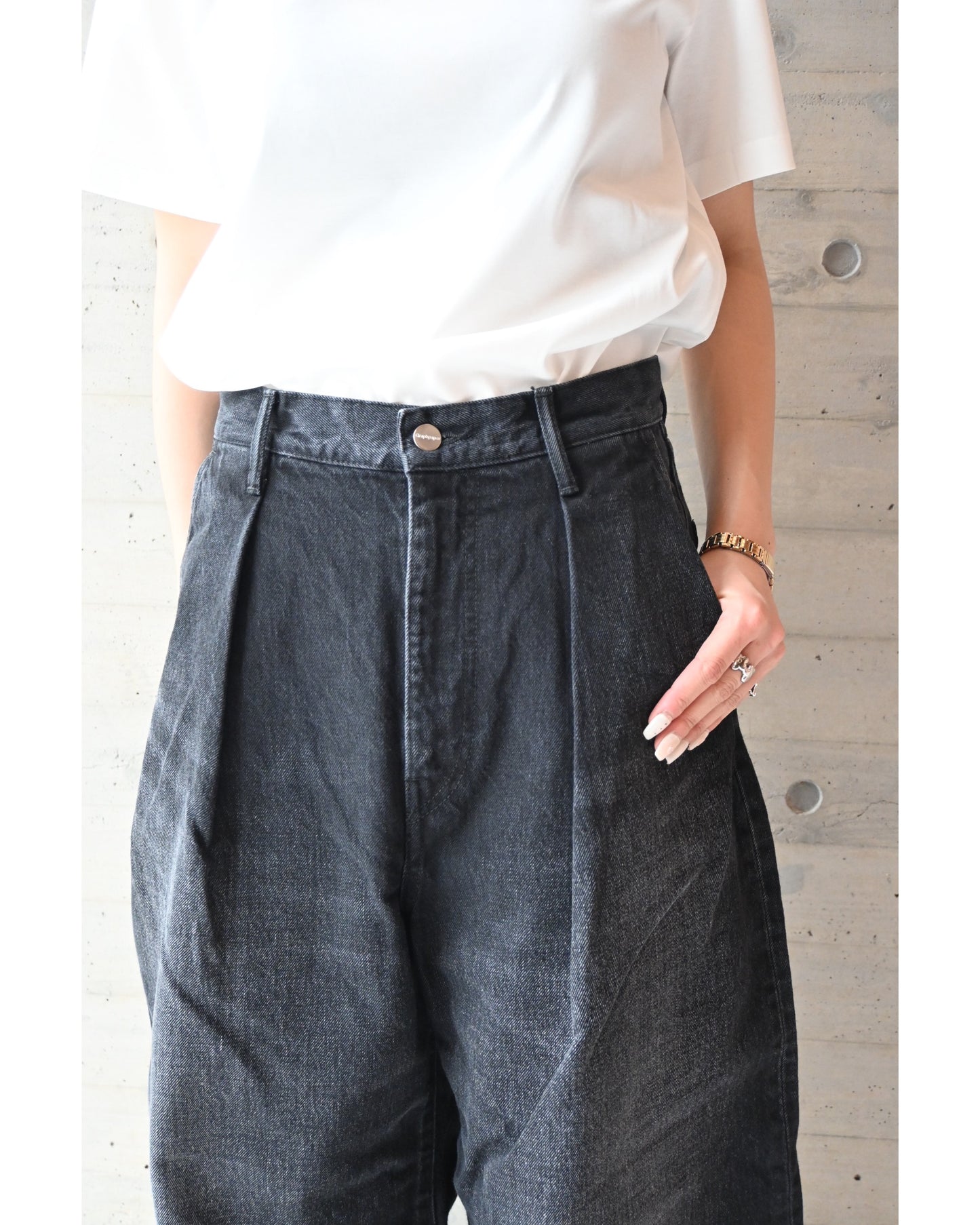 Selvage Denim Two Tuck Wide Pants