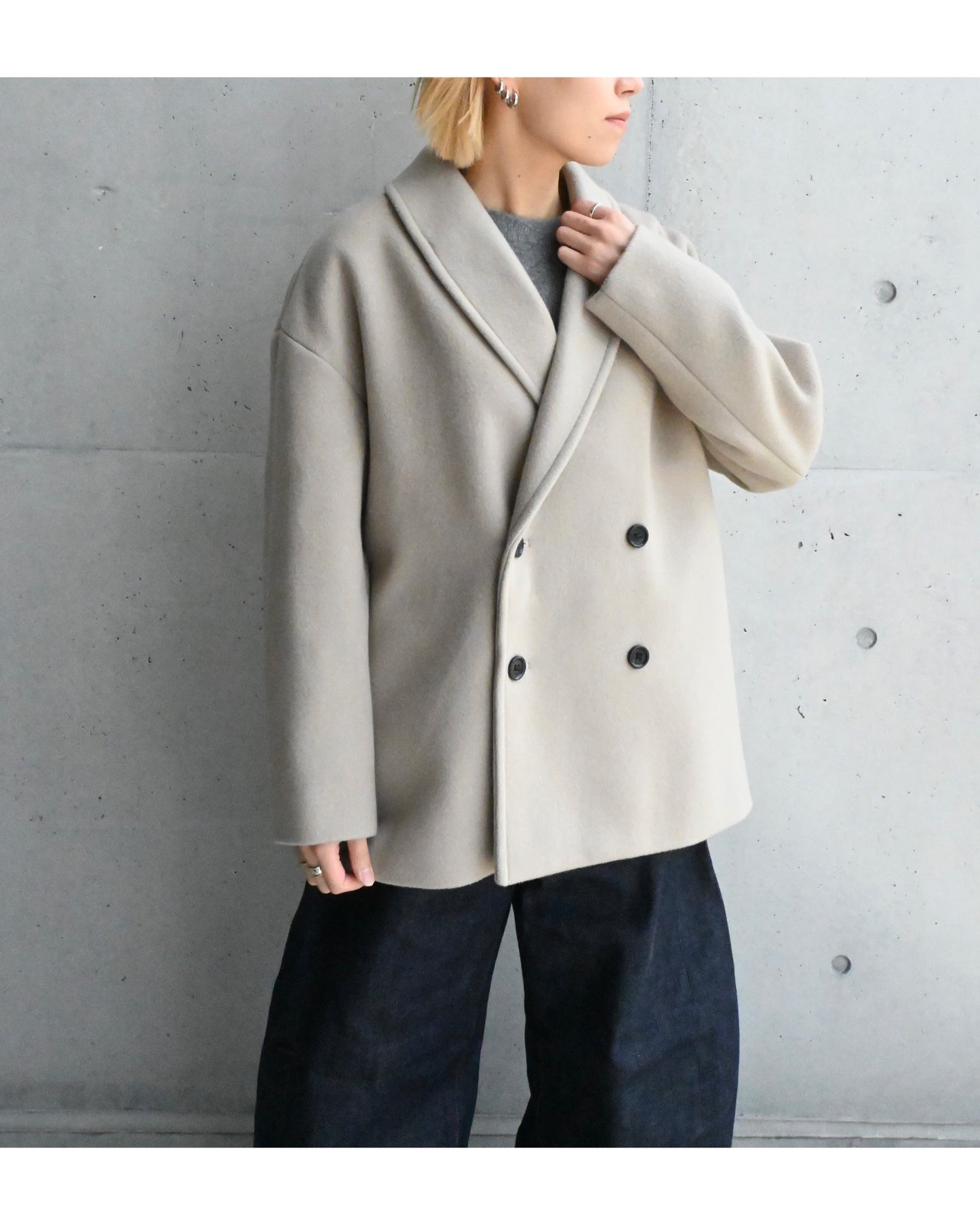 Light Melton Shawl Collar Coat