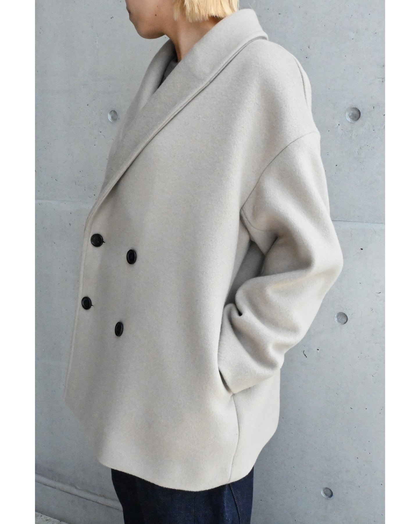 Light Melton Shawl Collar Coat