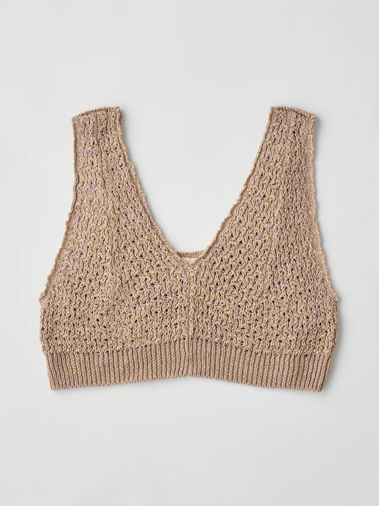 double honeycomb mesh-knit cropped vest