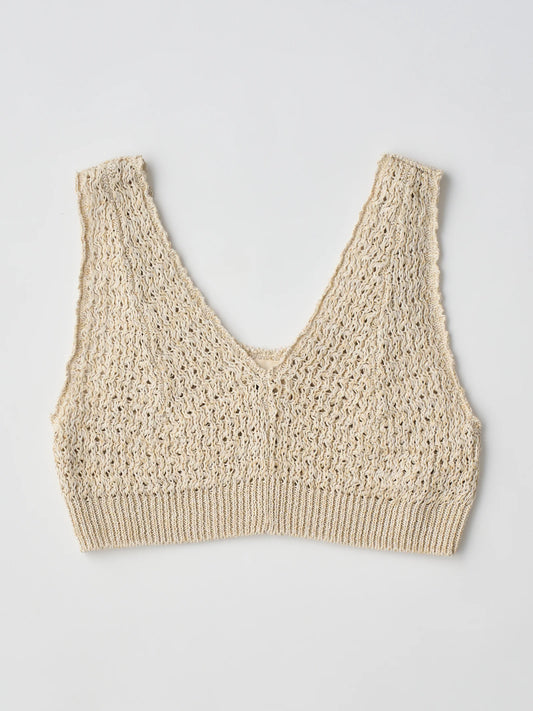 double honeycomb mesh-knit cropped vest