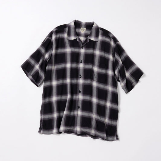 RAYON CHECK S/S OPEN SHIRT 39193