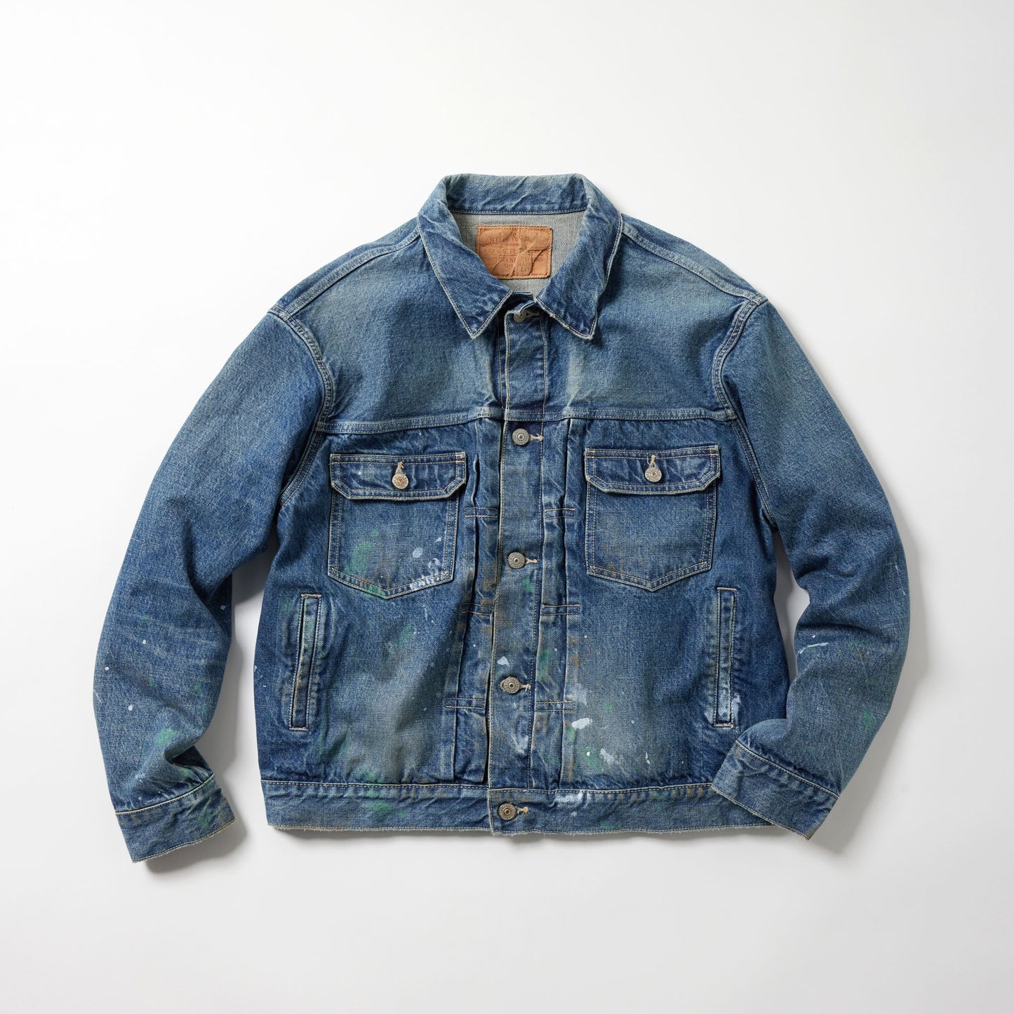RECYCLED WASTE SUVIN COTTON YARN 14oz DENIM JACKET VINTAGE WASHED 15674