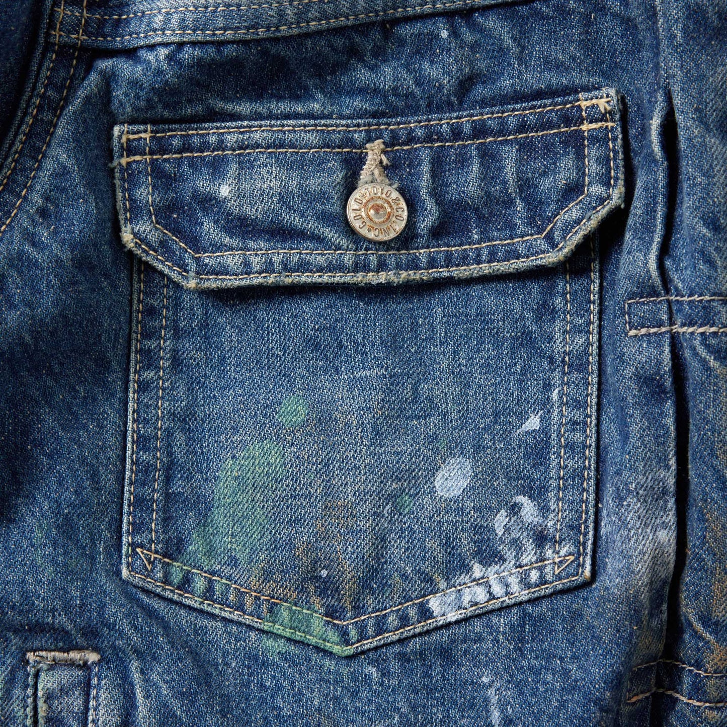 RECYCLED WASTE SUVIN COTTON YARN 14oz DENIM JACKET VINTAGE WASHED 15674
