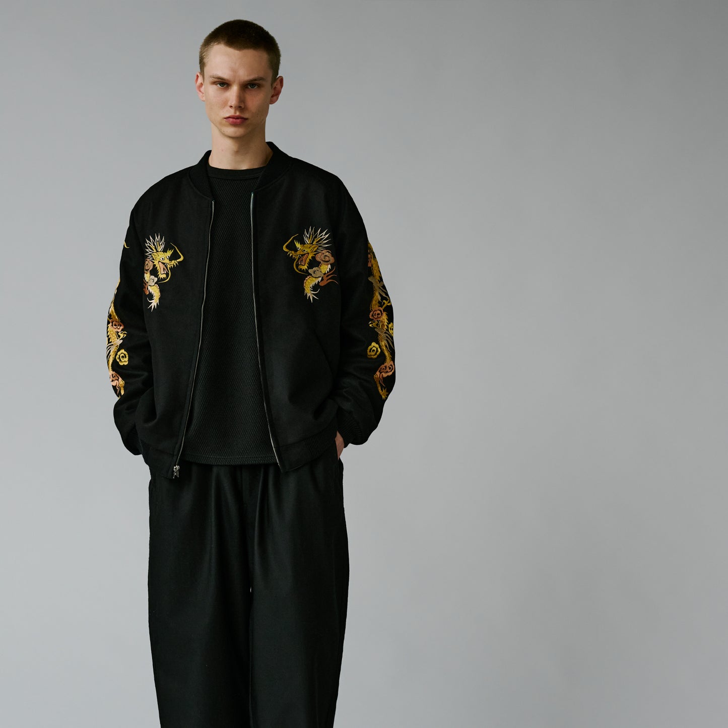 WOOL MELTON×ACETATE SOUVENIR JACKET "DRAGON HEAD" 15725