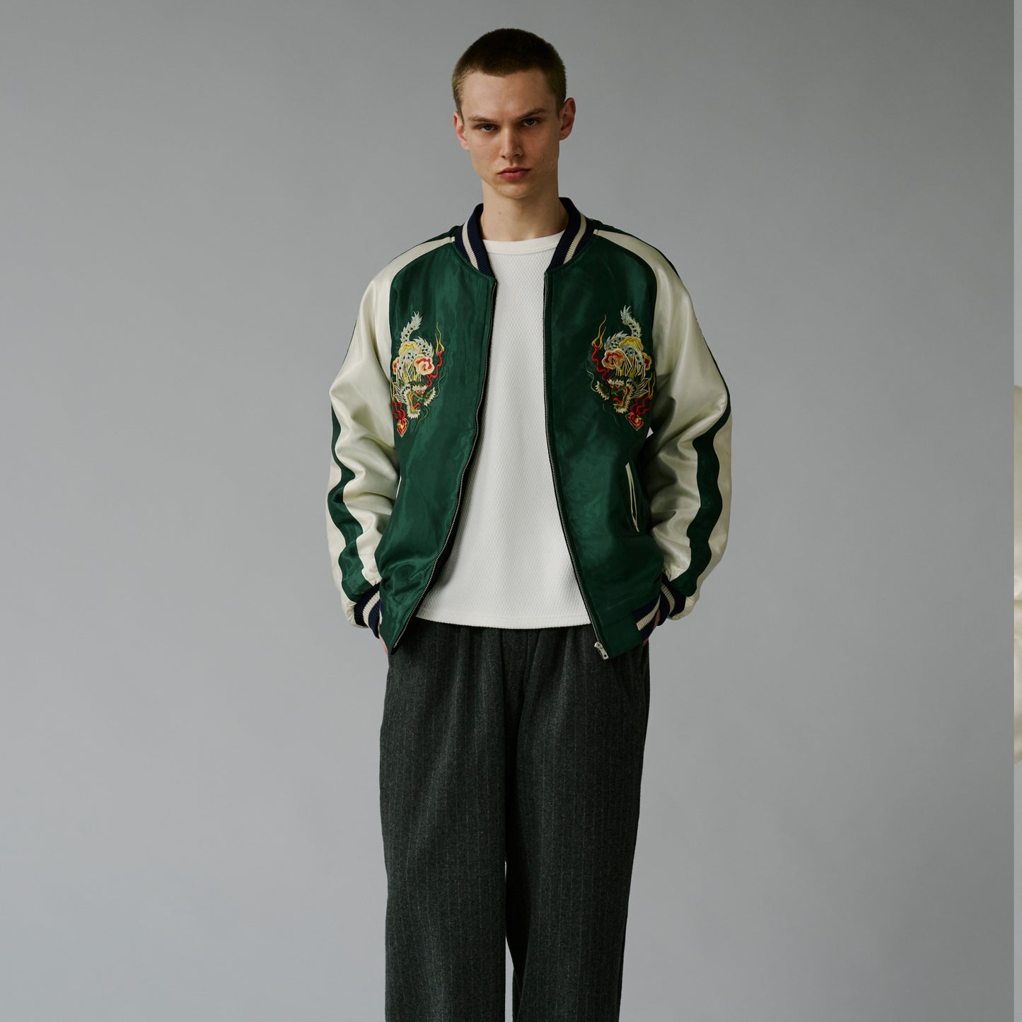 WOOL MELTON×ACETATE SOUVENIR JACKET "DRAGON HEAD" 15725