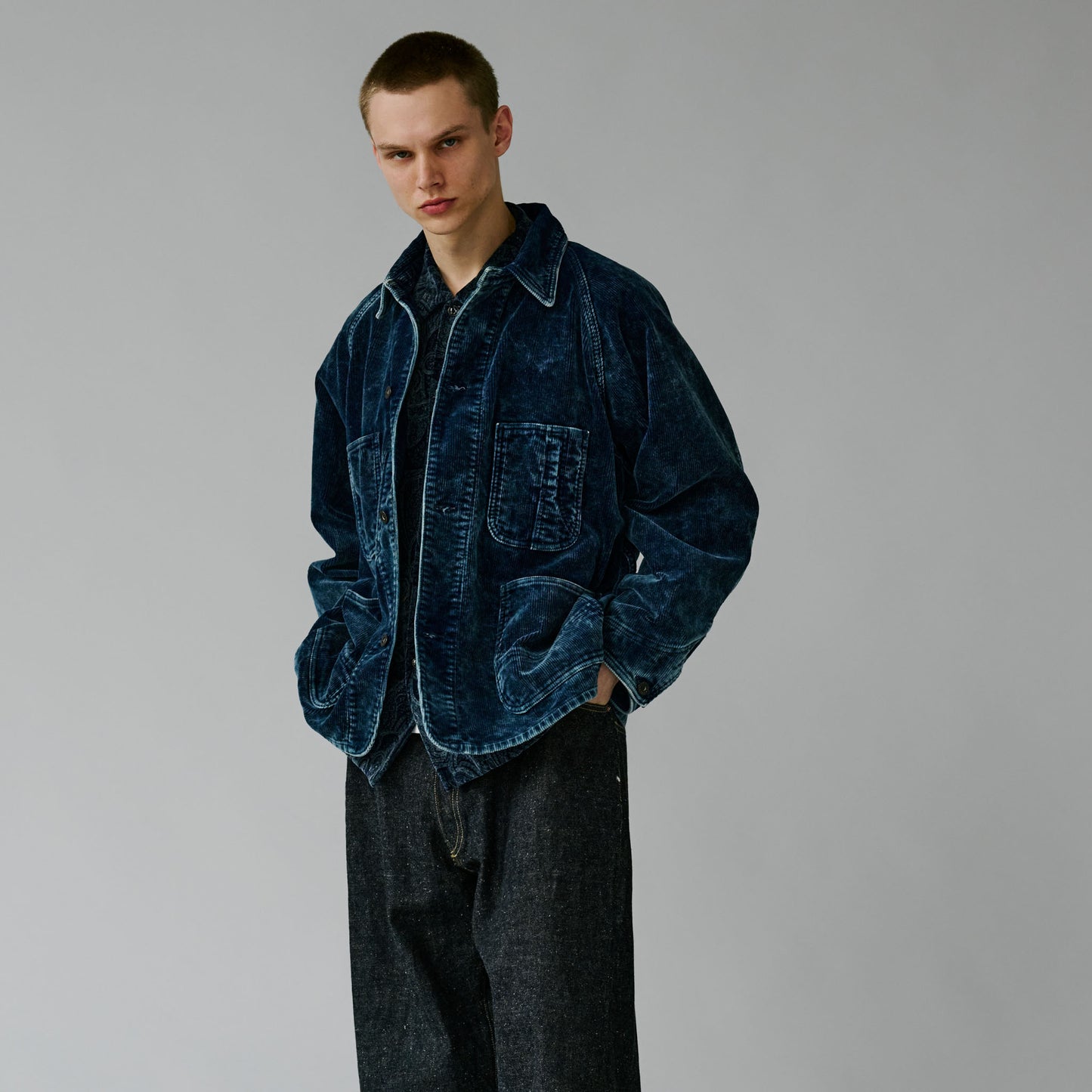 9W INDIGO CORDUROY WORK COAT 15739